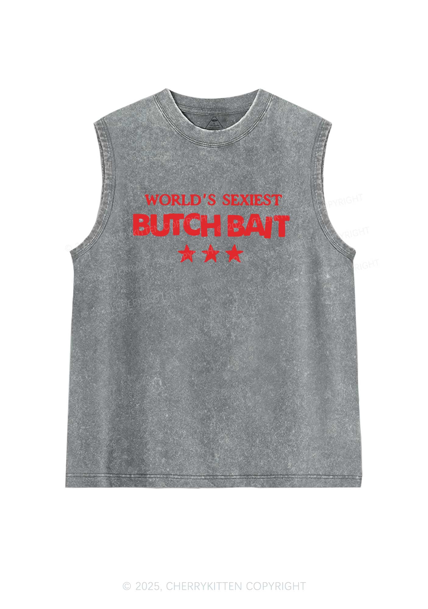 Worlds Sexiest Butch Bait Pride Y2K Washed Muscle Tank Cherrykitten - Image 6