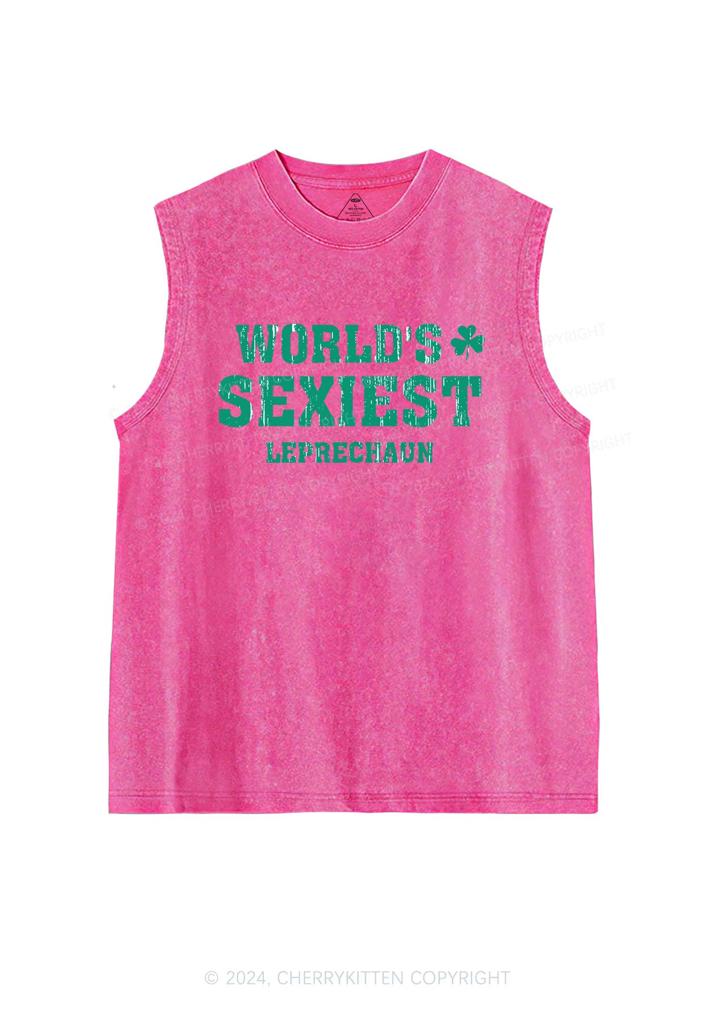 Worlds Sexiest Leprechaun St Patricks Y2K Washed Tank Cherrykitten - Image 6