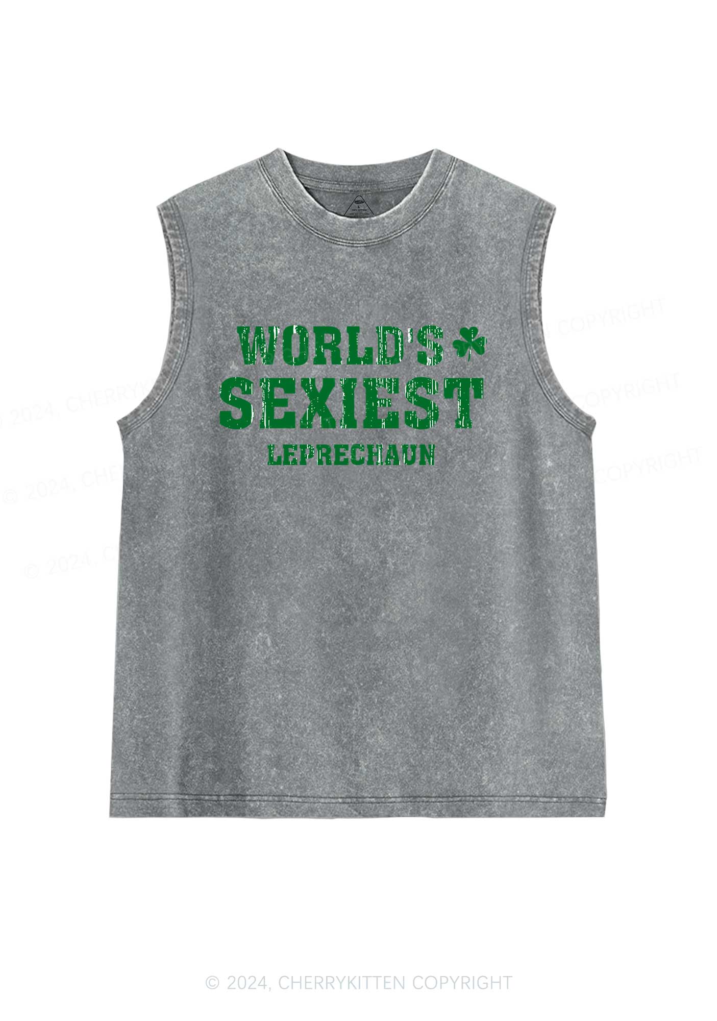 Worlds Sexiest Leprechaun St Patricks Y2K Washed Tank Cherrykitten - Image 7