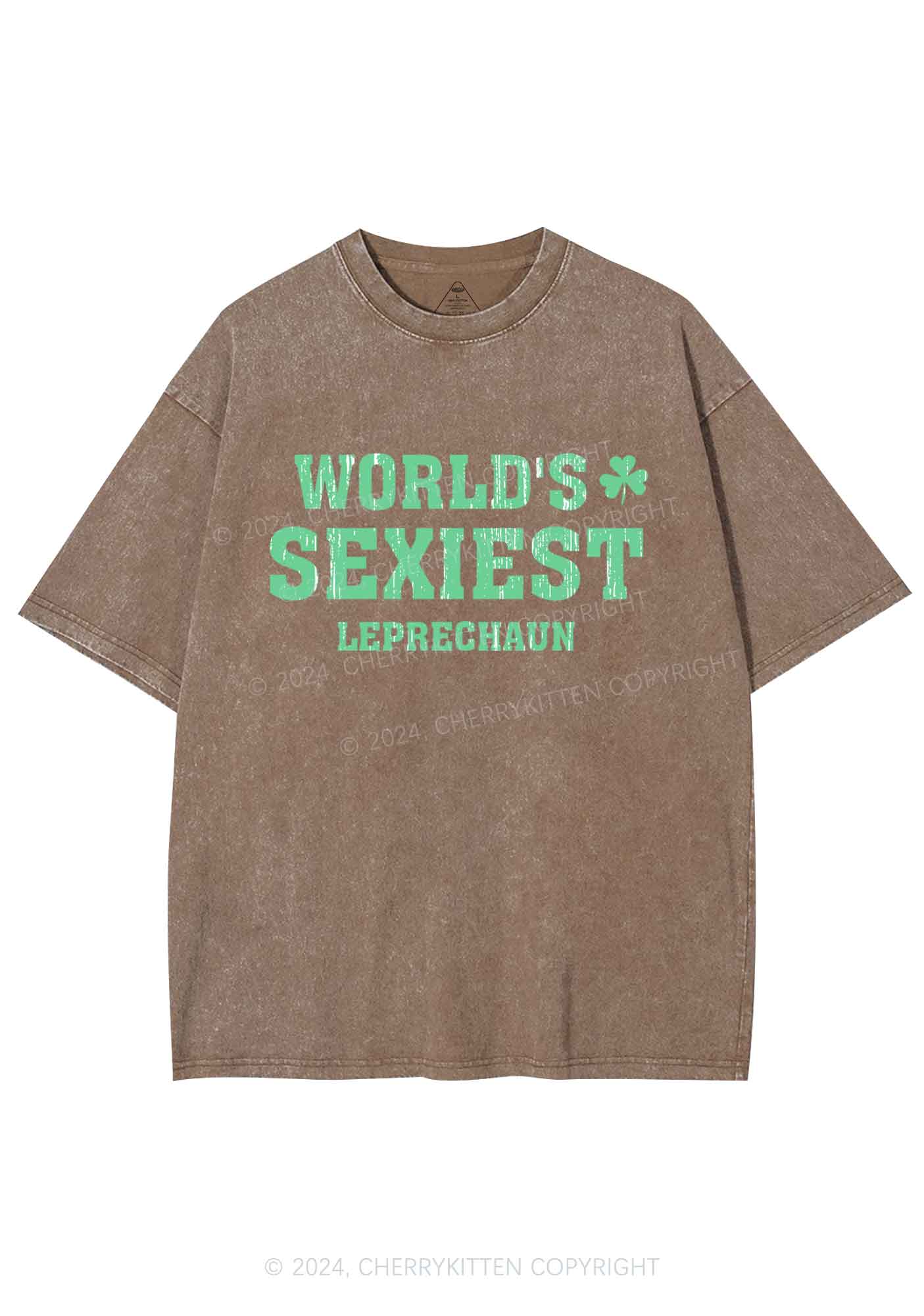 Worlds Sexiest Leprechaun St Patricks Y2K Washed Tee Cherrykitten - Image 10