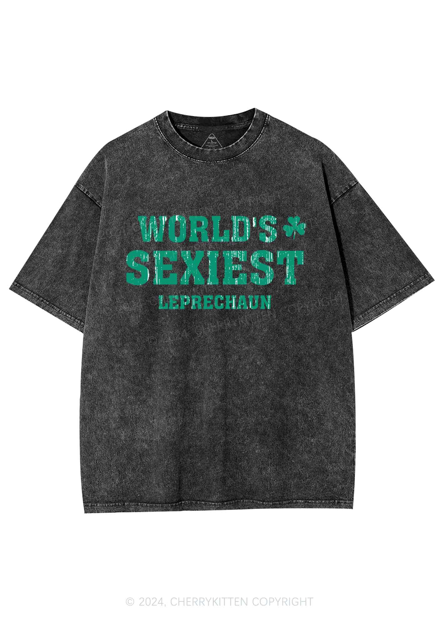 Worlds Sexiest Leprechaun St Patricks Y2K Washed Tee Cherrykitten - Image 5