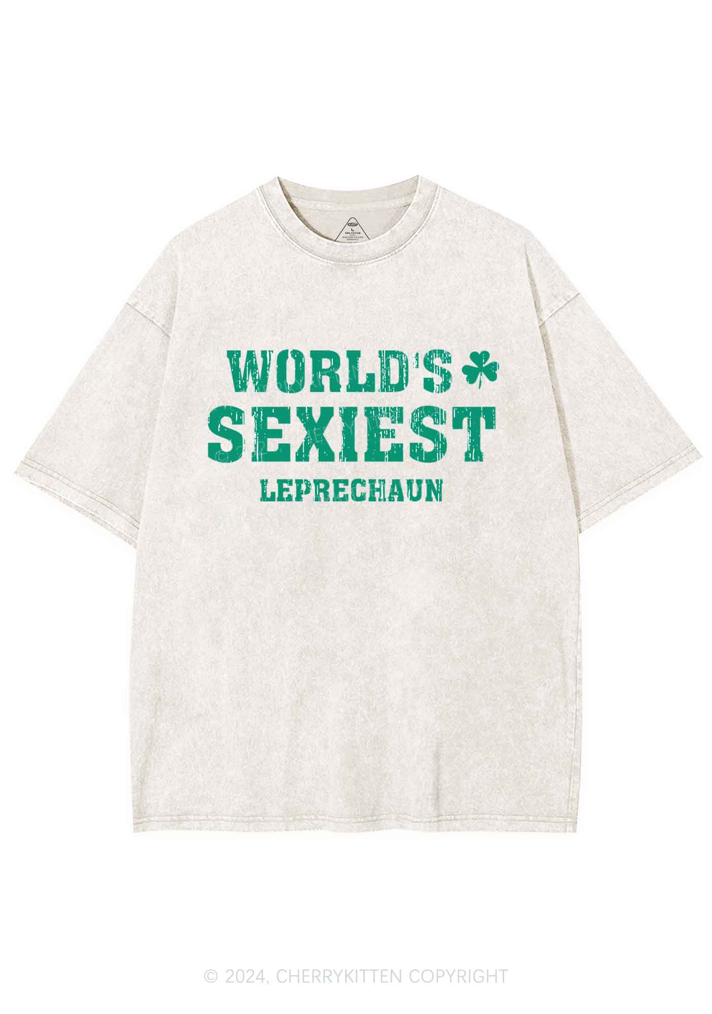 Worlds Sexiest Leprechaun St Patricks Y2K Washed Tee Cherrykitten - Image 6