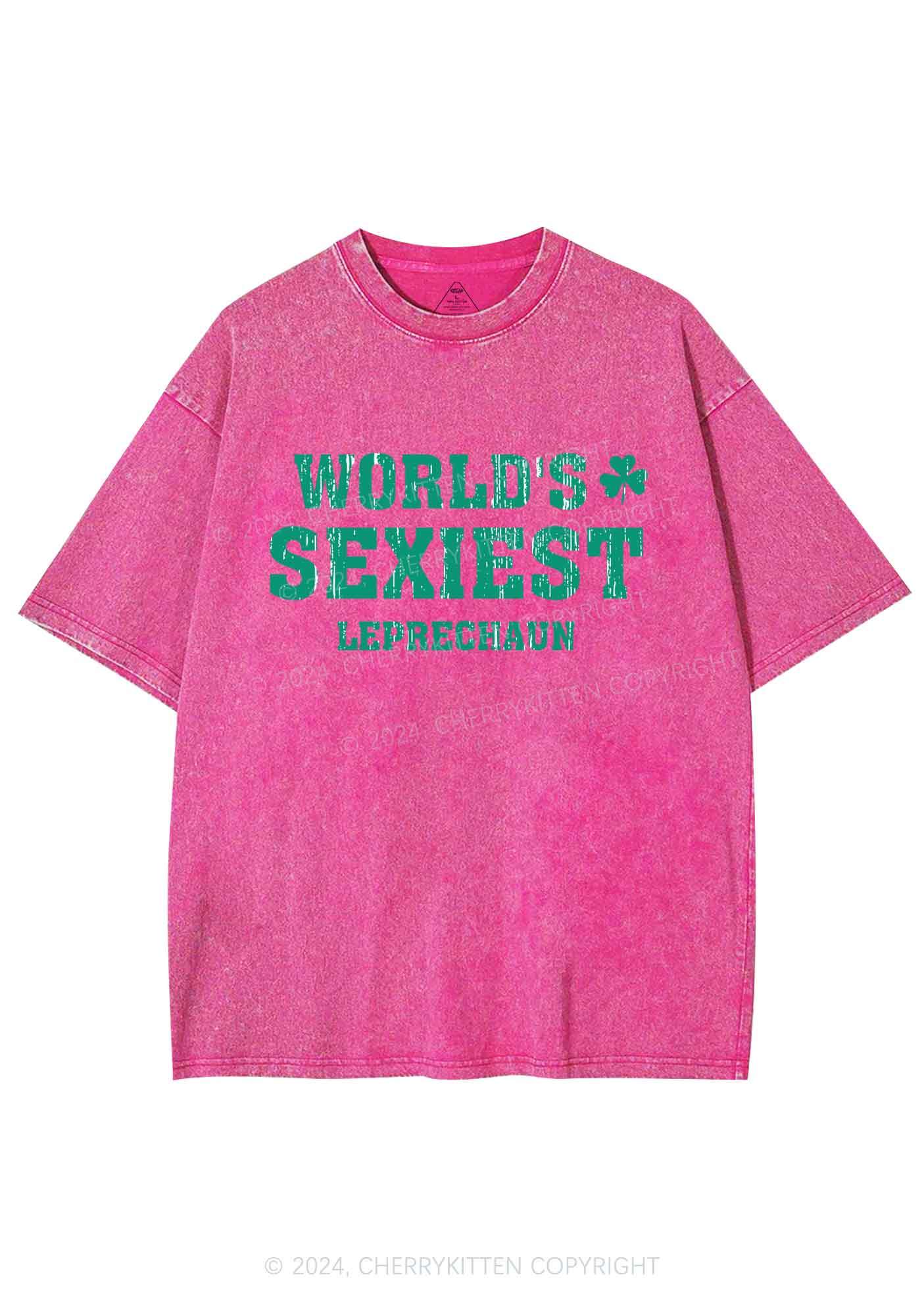 Worlds Sexiest Leprechaun St Patricks Y2K Washed Tee Cherrykitten - Image 7