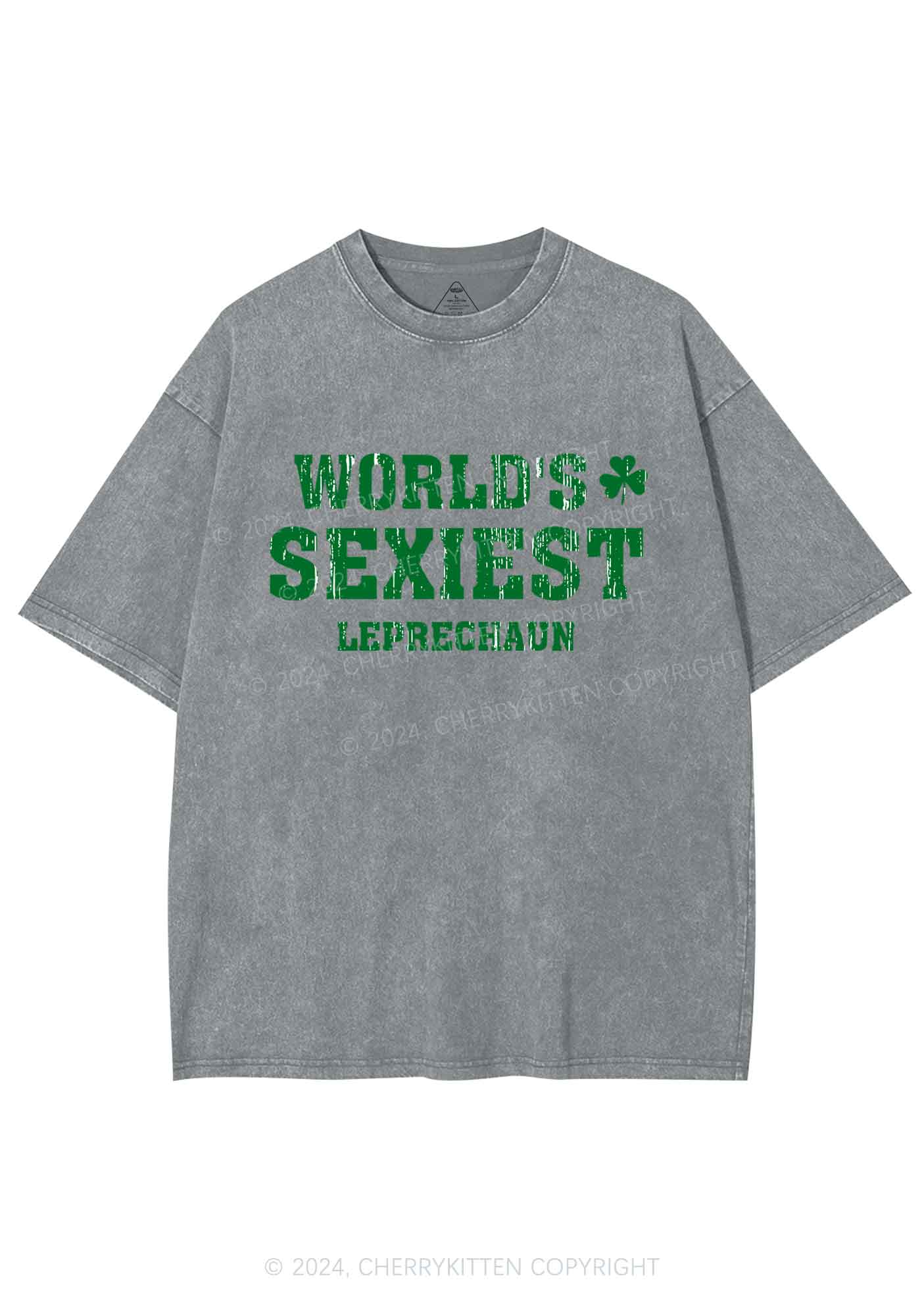 Worlds Sexiest Leprechaun St Patricks Y2K Washed Tee Cherrykitten - Image 9