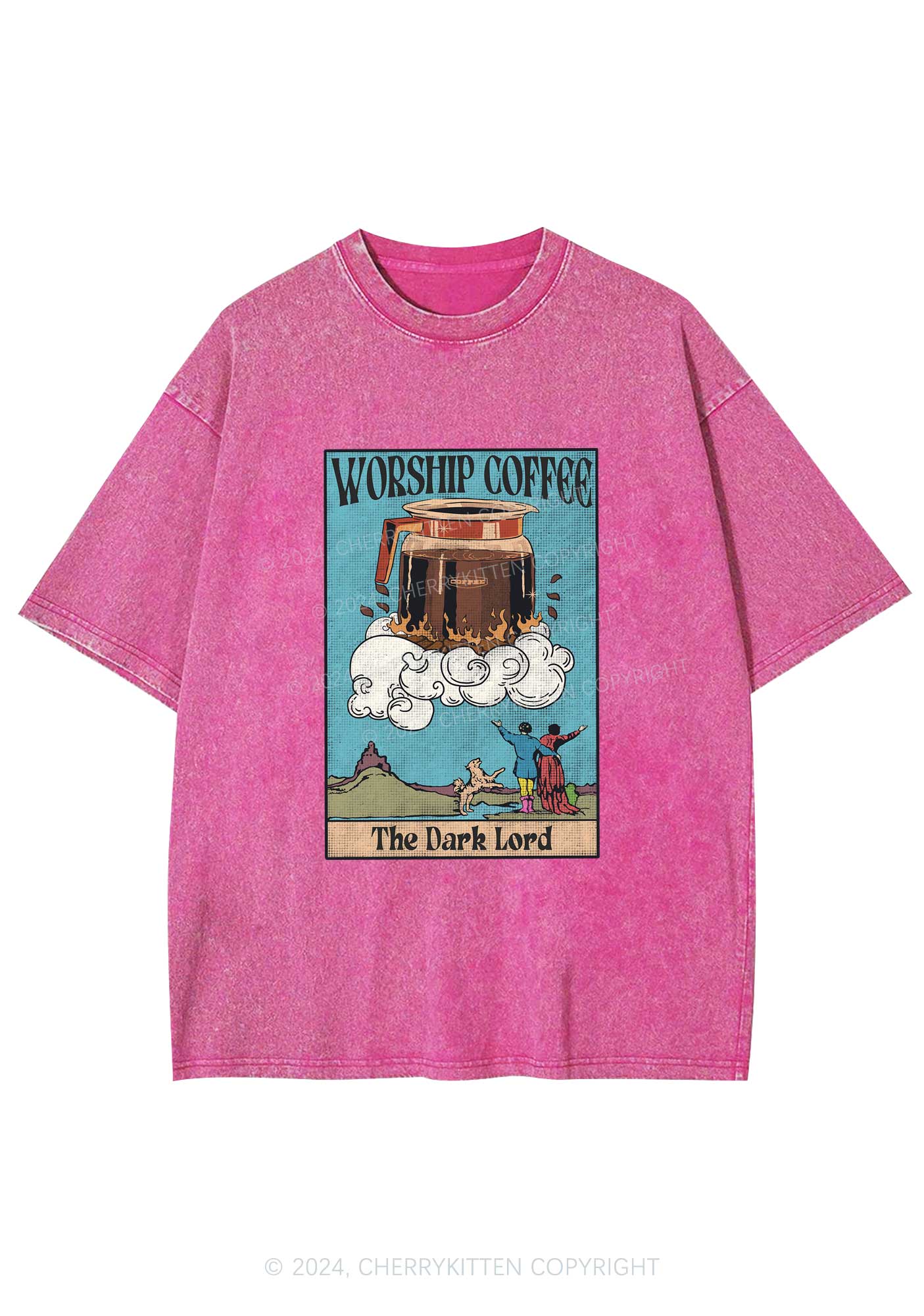 Worship Coffee Y2K Washed Tee Cherrykitten - Image 3