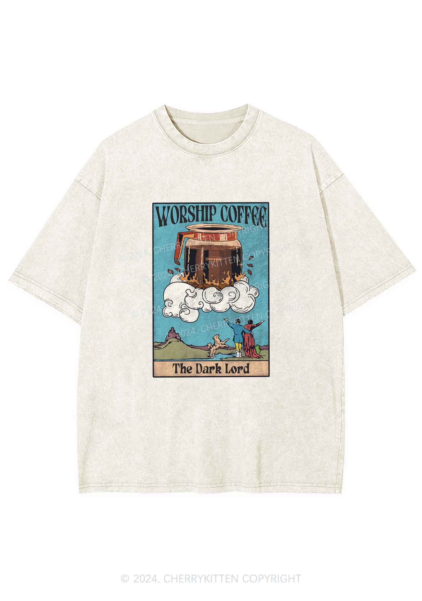 Worship Coffee Y2K Washed Tee Cherrykitten - Image 4