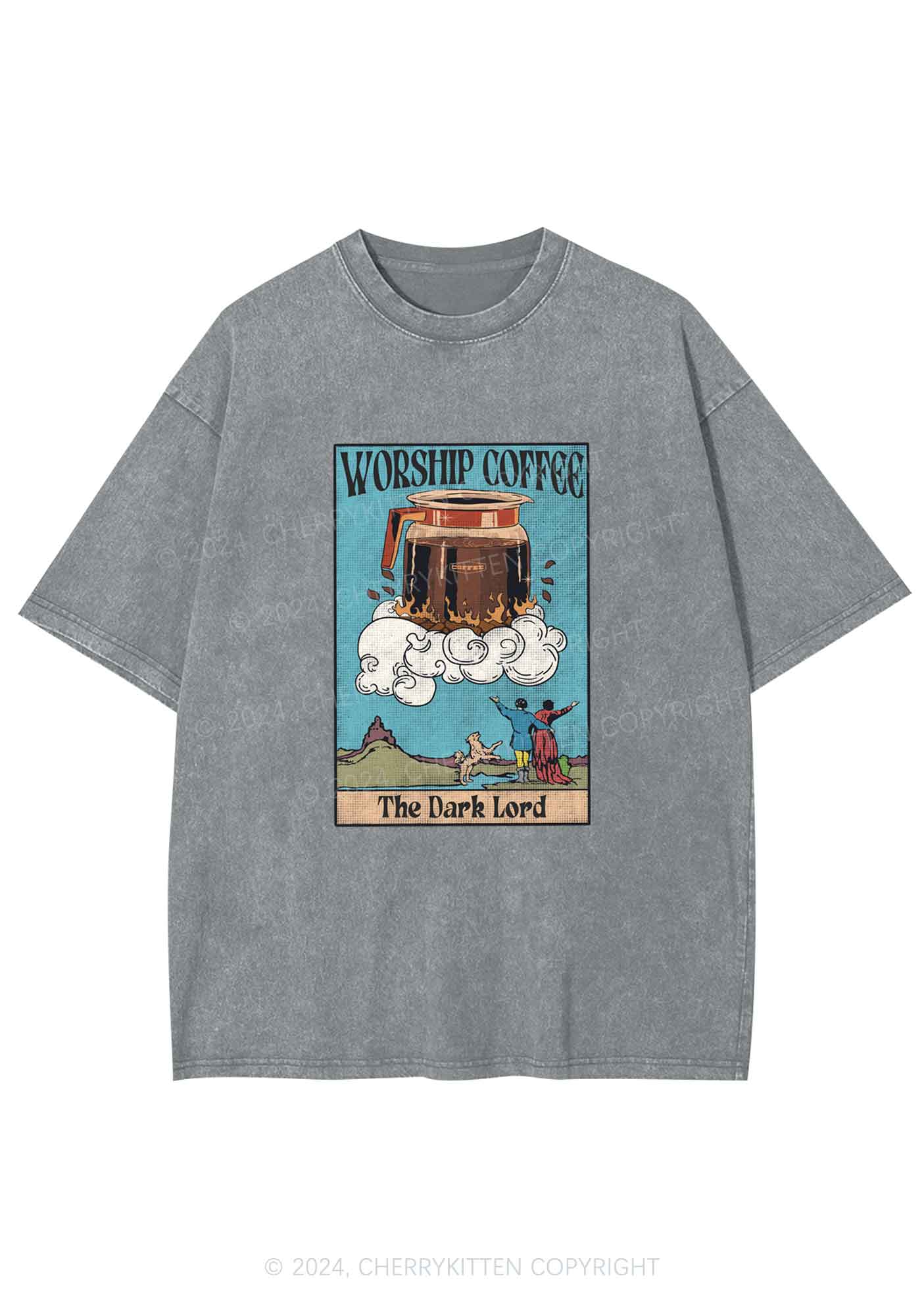Worship Coffee Y2K Washed Tee Cherrykitten - Image 6