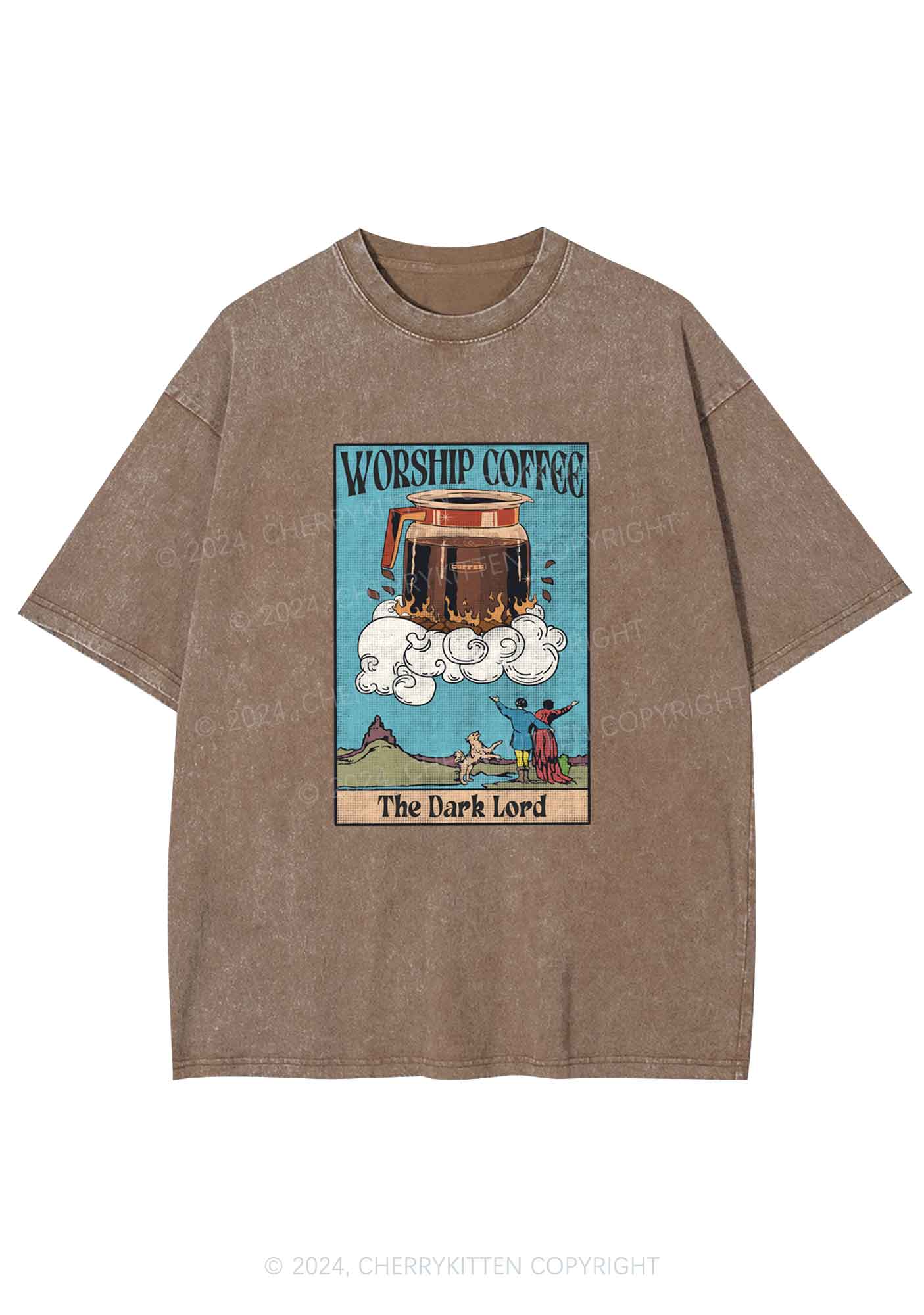Worship Coffee Y2K Washed Tee Cherrykitten - Image 7