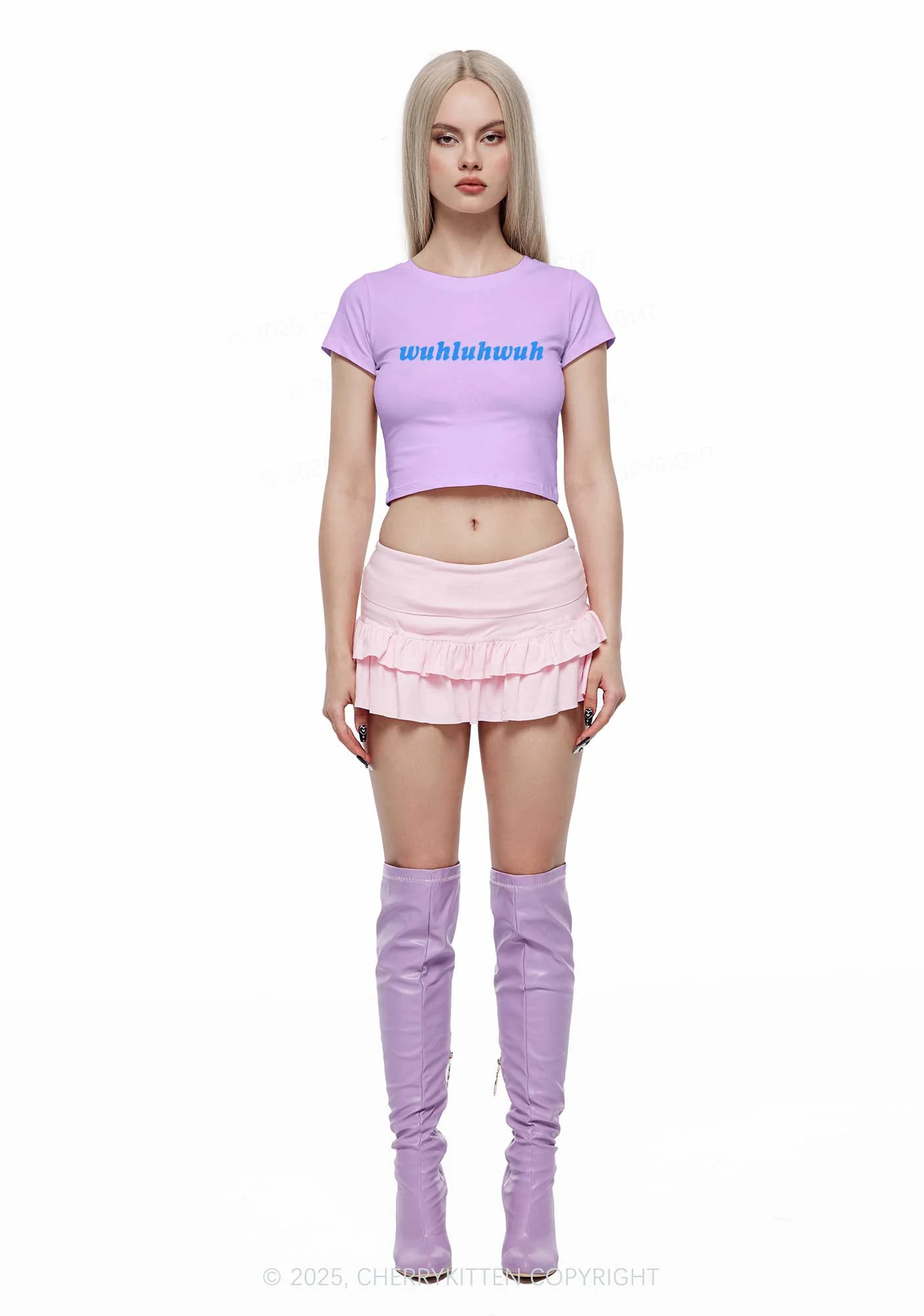 Wuhluhwuh Pride Y2K Baby Tee Cherrykitten - Image 2