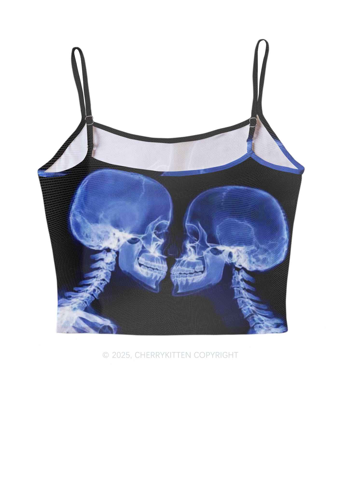 X Ray Skull Kiss Y2K Mesh Cami Tank Cherrykitten - Image 3