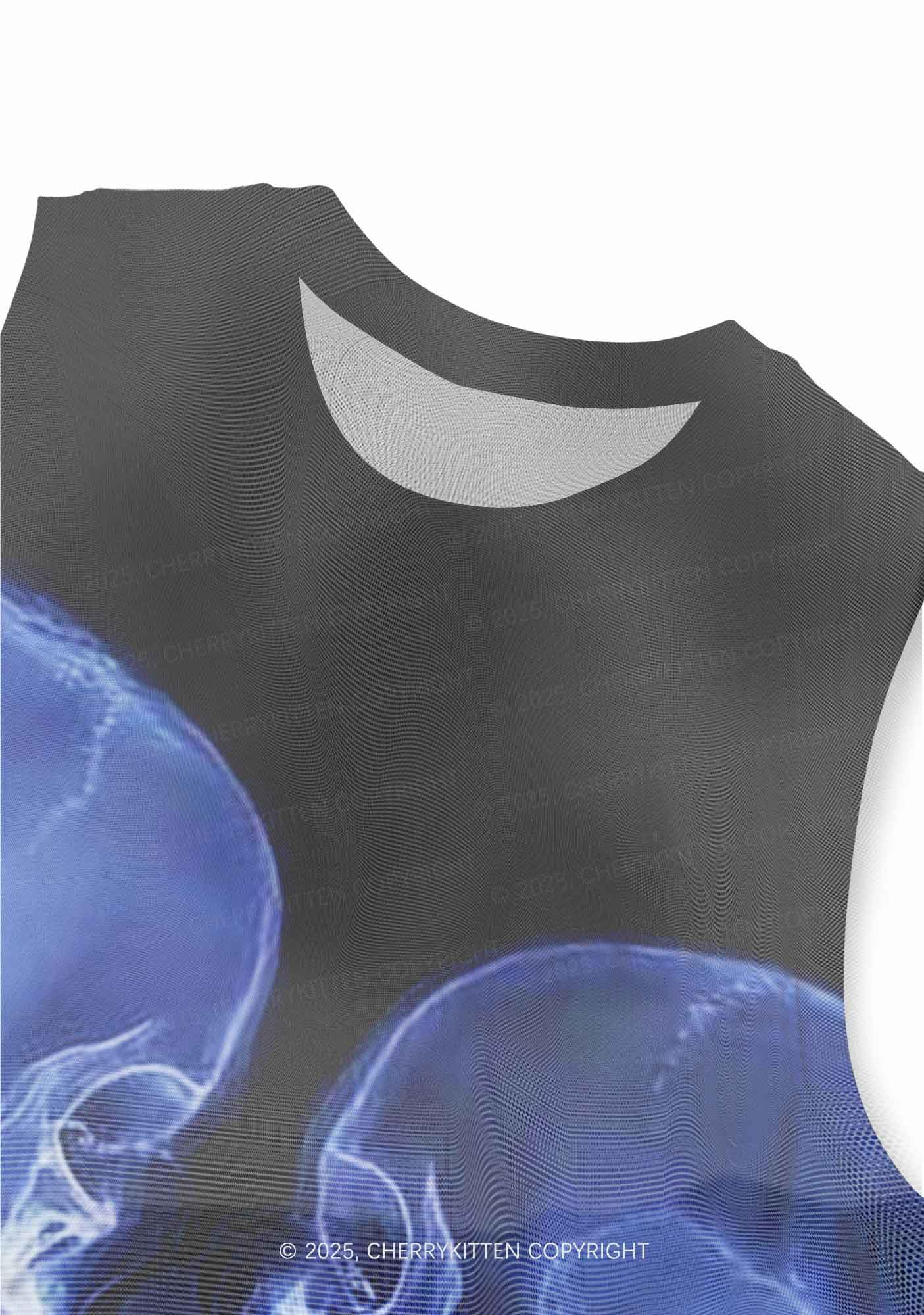 X Ray Skull Kiss Y2K Mesh Muscle Tank Cherrykitten - Image 3