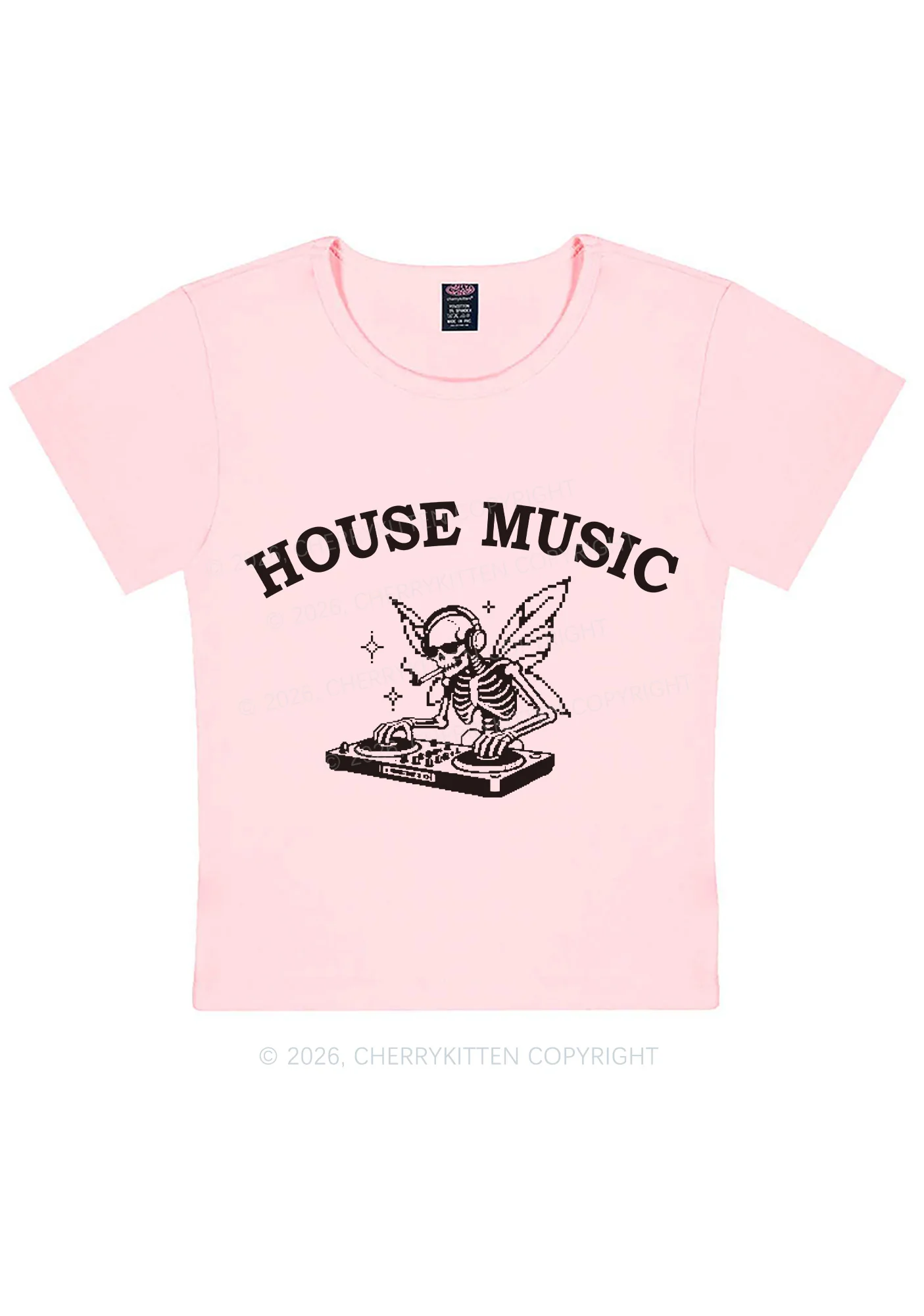 House Music Skeleton Y2K Baby Tee Cherrykitten - Image 10