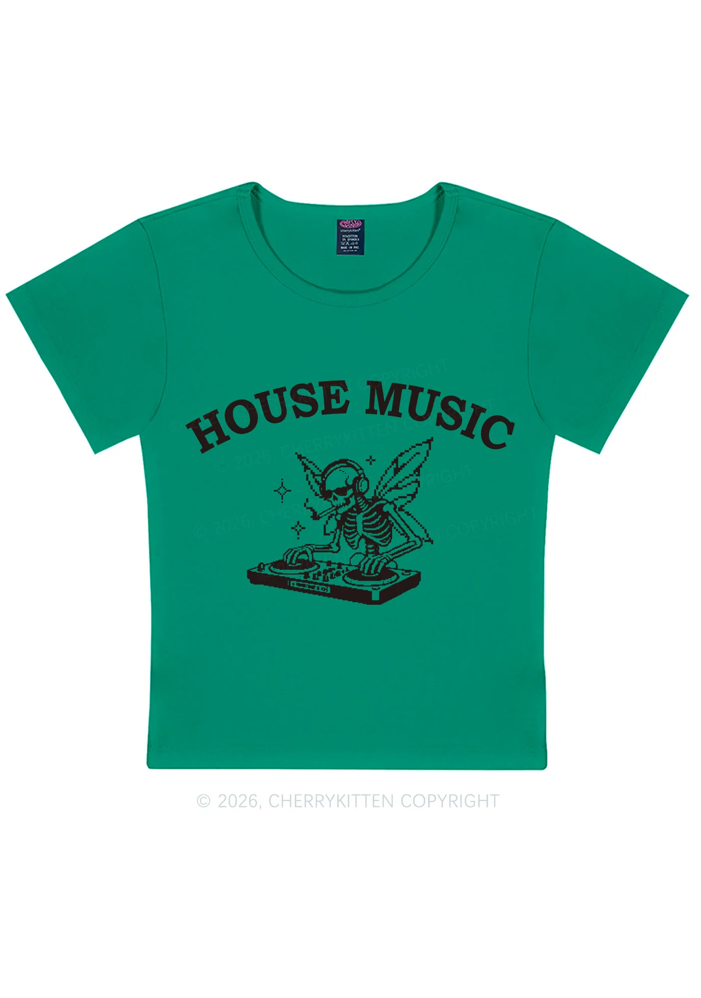 House Music Skeleton Y2K Baby Tee Cherrykitten - Image 11