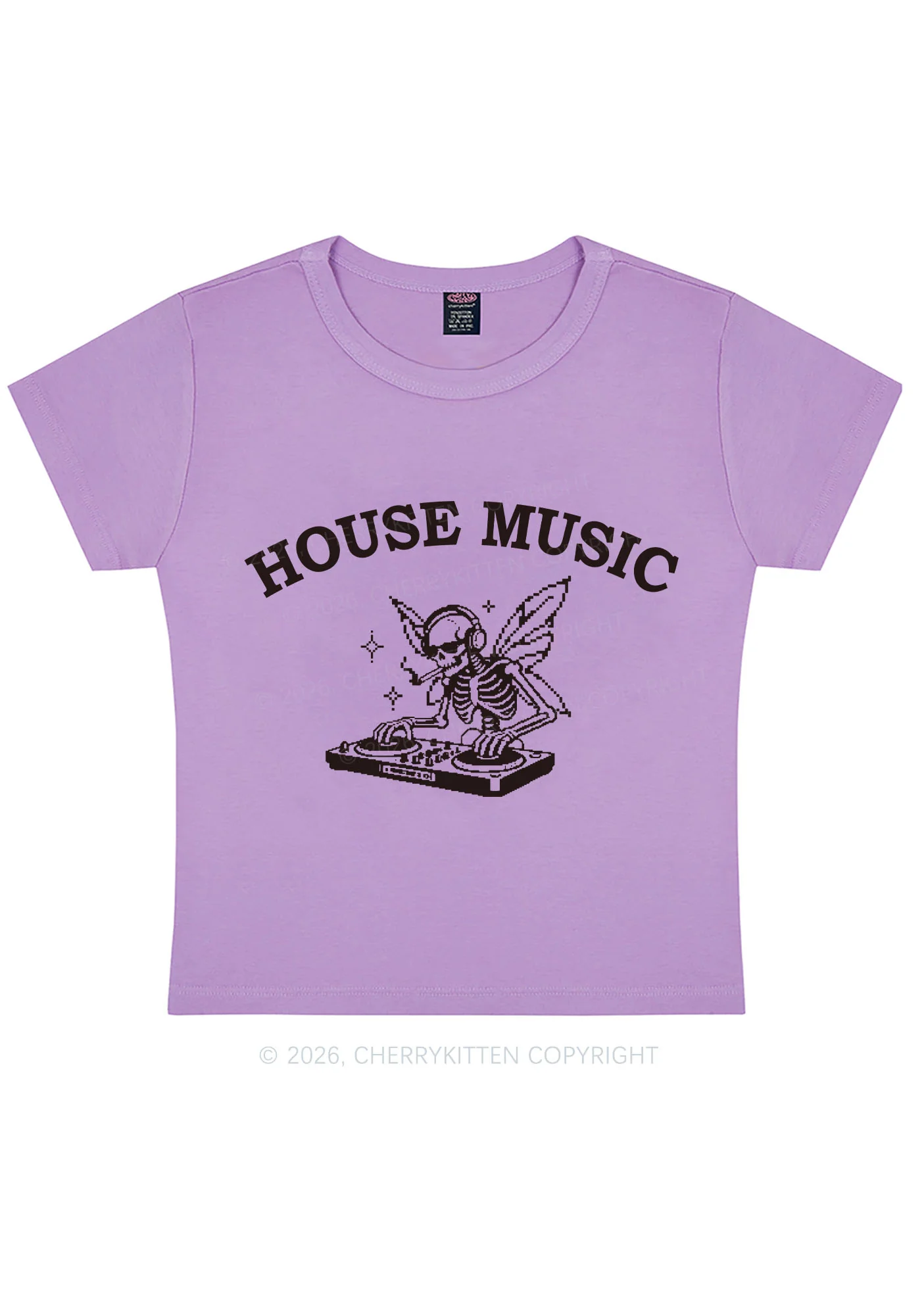 House Music Skeleton Y2K Baby Tee Cherrykitten - Image 6