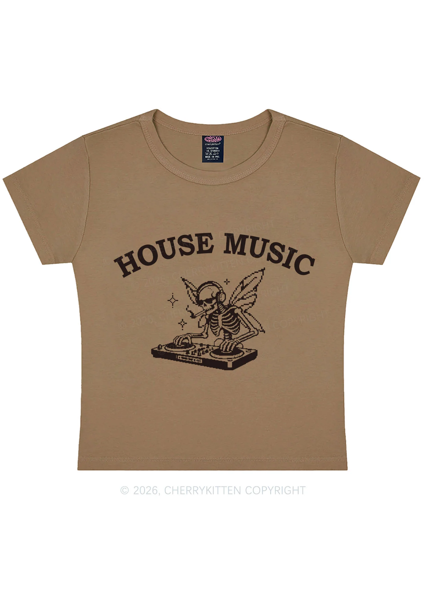 House Music Skeleton Y2K Baby Tee Cherrykitten - Image 9