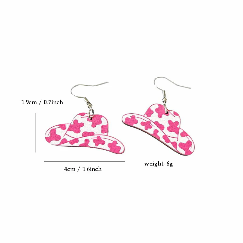 Y2K Pink Cow Hat Earrings Cherrykitten - Image 2