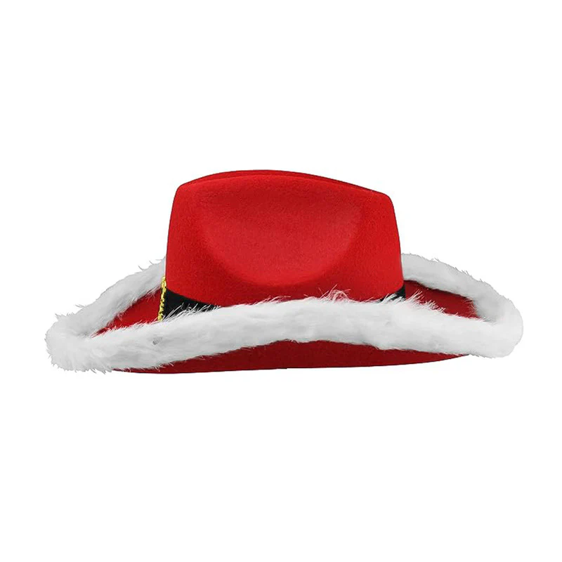Y2K Red Christmas Cowboy Feather Hat - Image 2