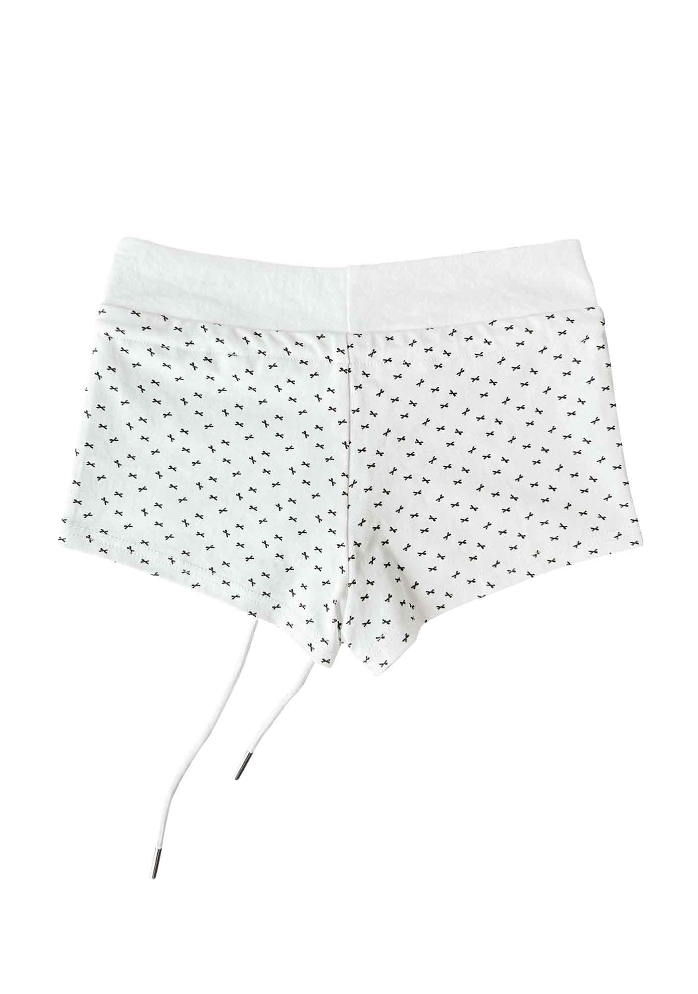 Y2K White Bow Print Shorts Cherrykitten - Image 4