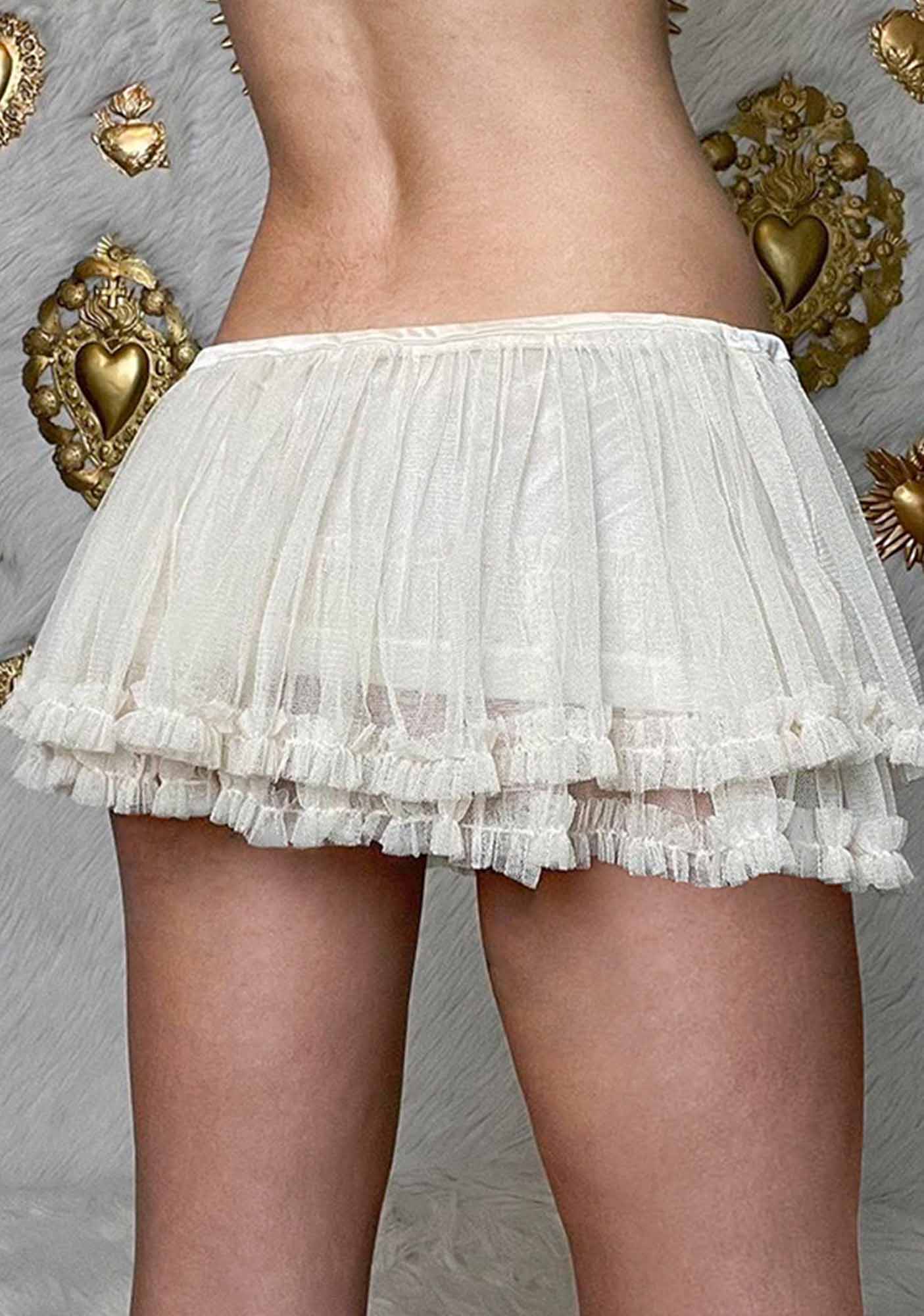 Y2K White Mesh Low Waist Mini Skirt Cherrykitten - Image 3