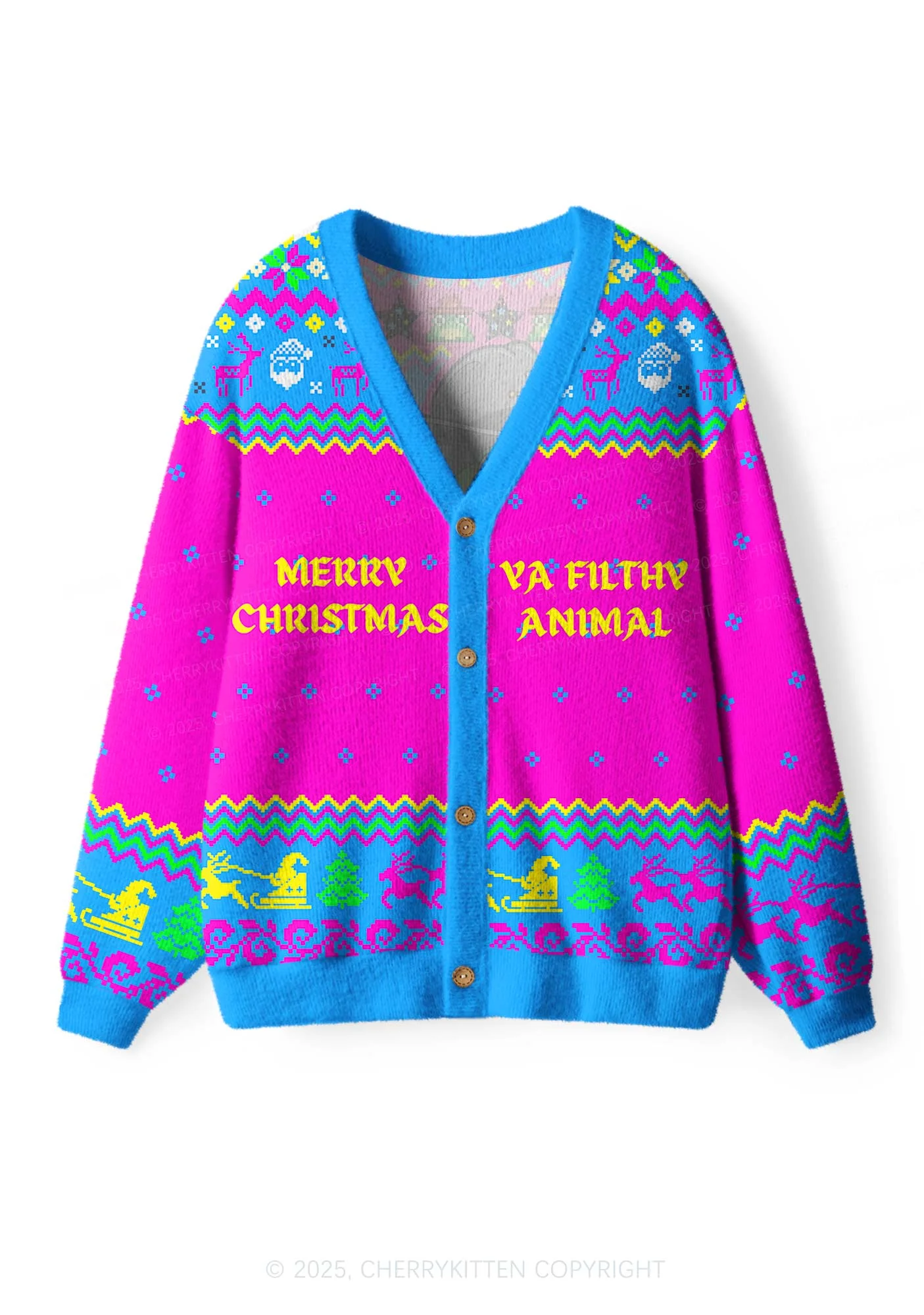 Ya Filthy Animal Y2K Christmas Cardigan Knit Sweatshirt Cherrykitten - Image 2