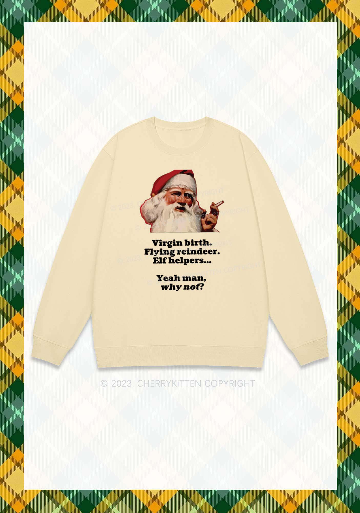 Yeah Man Why Not Christmas Y2K Sweatshirt Cherrykitten - Image 4
