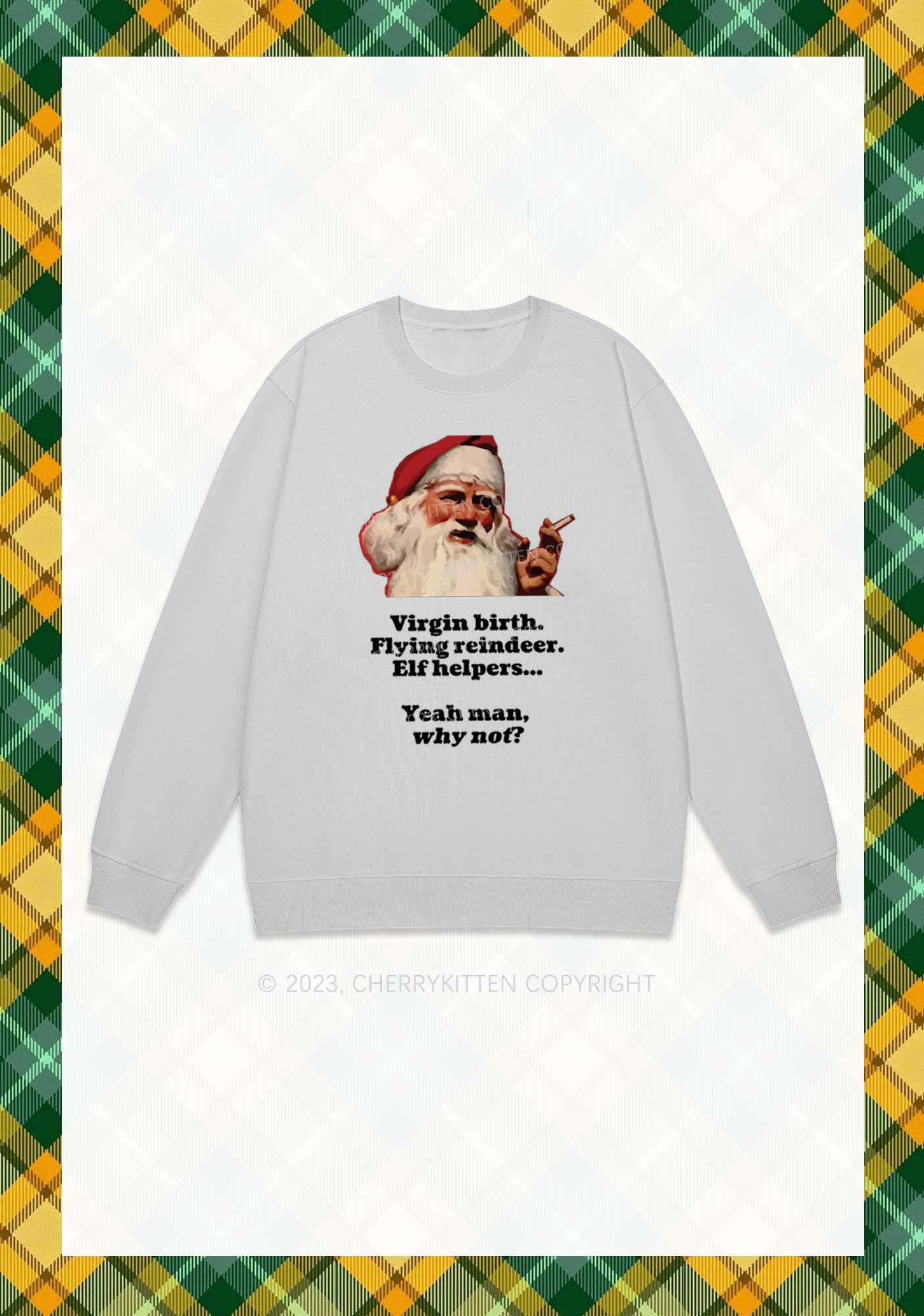 Yeah Man Why Not Christmas Y2K Sweatshirt Cherrykitten - Image 5