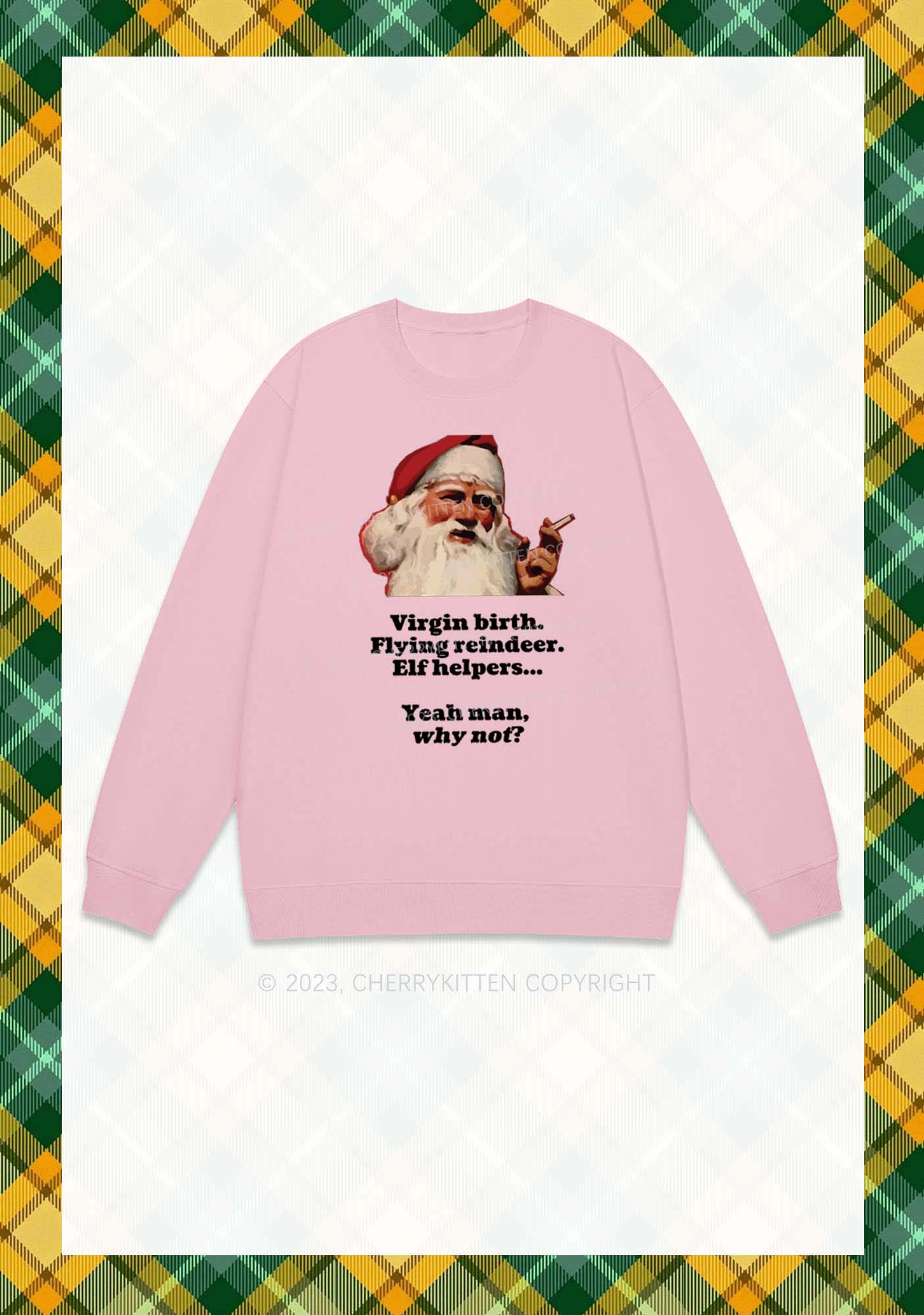 Yeah Man Why Not Christmas Y2K Sweatshirt Cherrykitten - Image 6