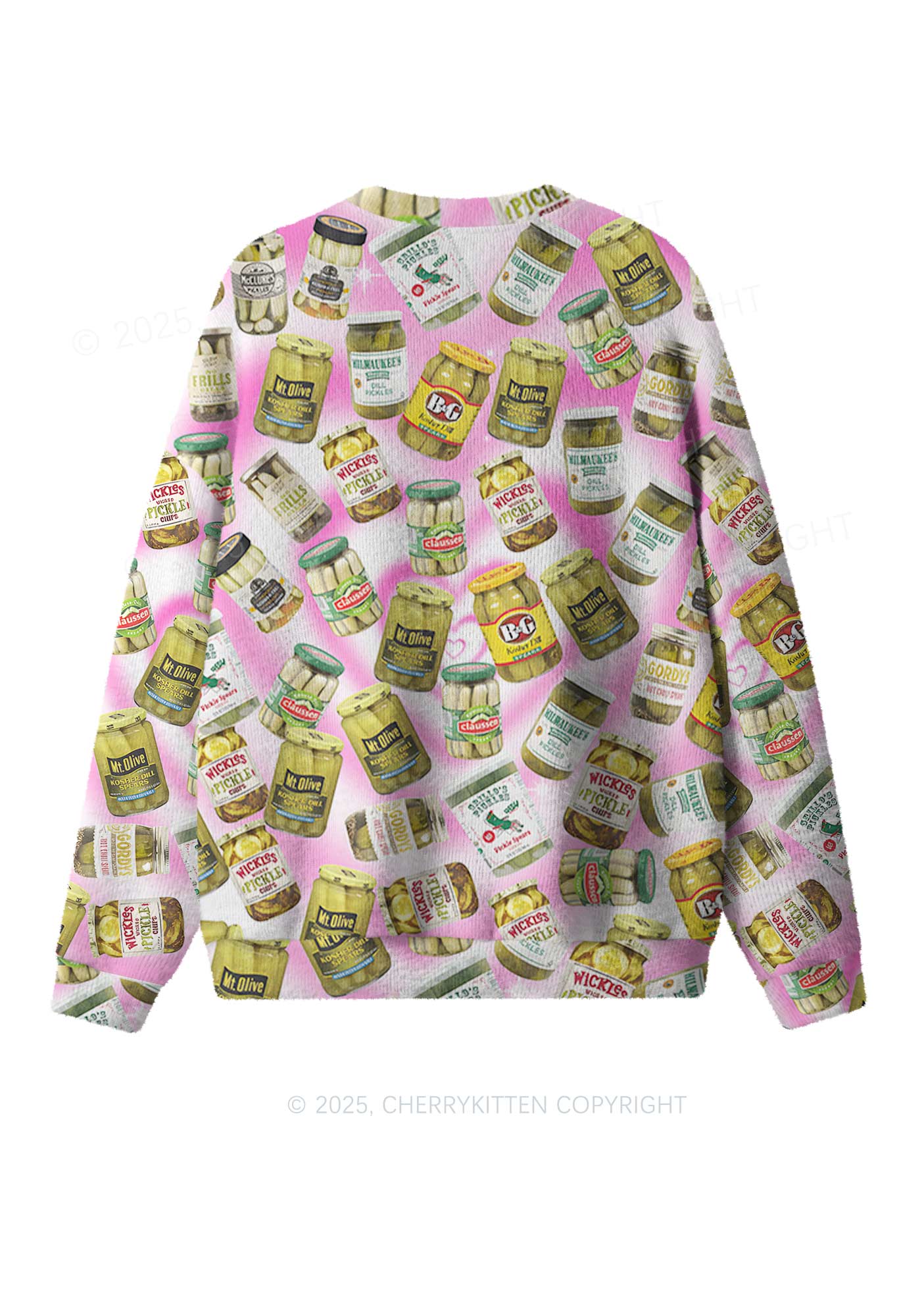 Yellow Canned Pickles Y2K Christmas Knit Sweatshirt Cherrykitten - Image 2