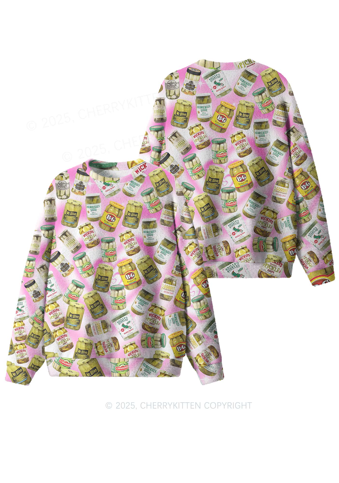 Yellow Canned Pickles Y2K Christmas Knit Sweatshirt Cherrykitten - Image 3