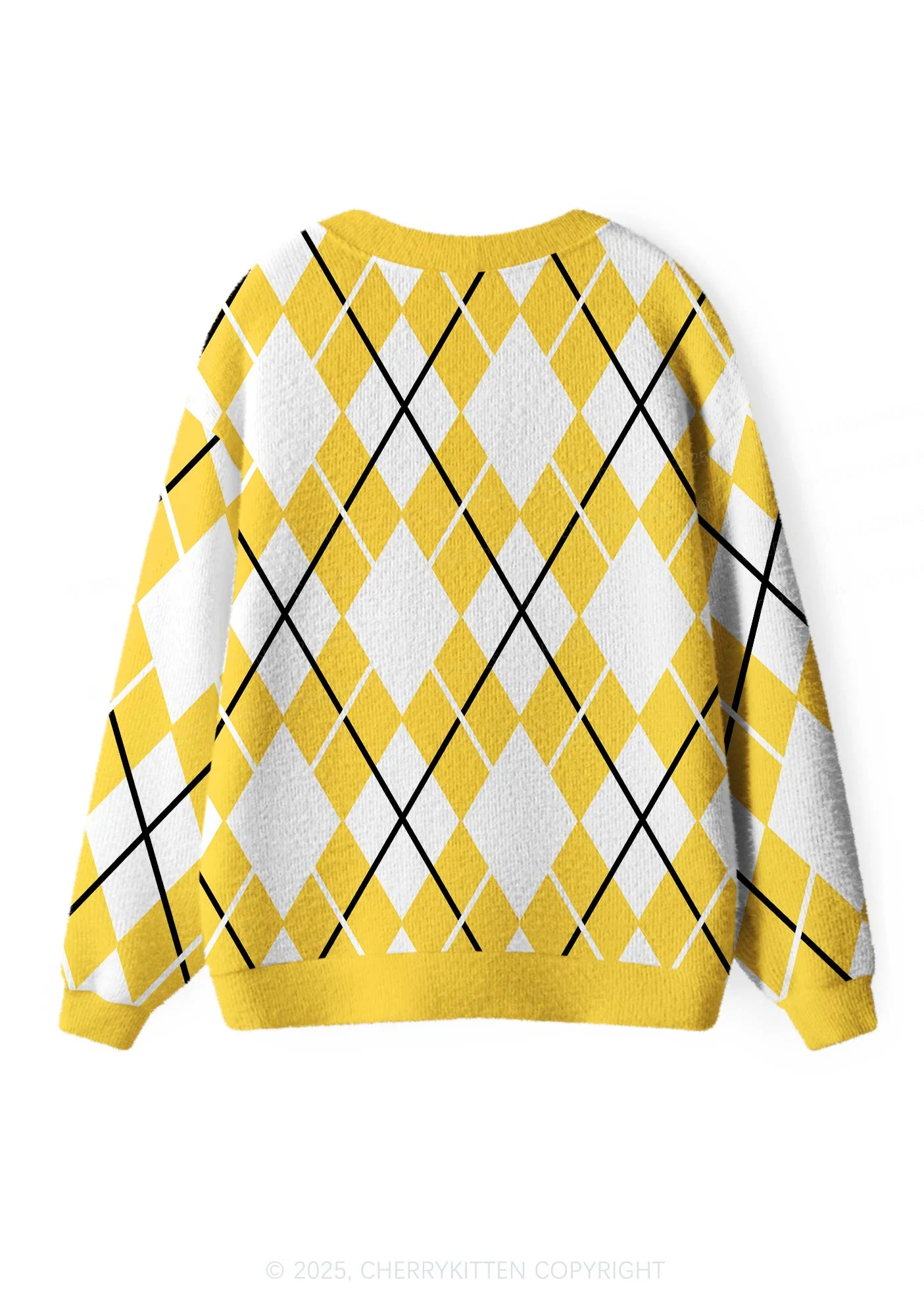 Yellow Cats Friend Y2K Christmas Cardigan Knit Sweatshirt Cherrykitten - Image 2
