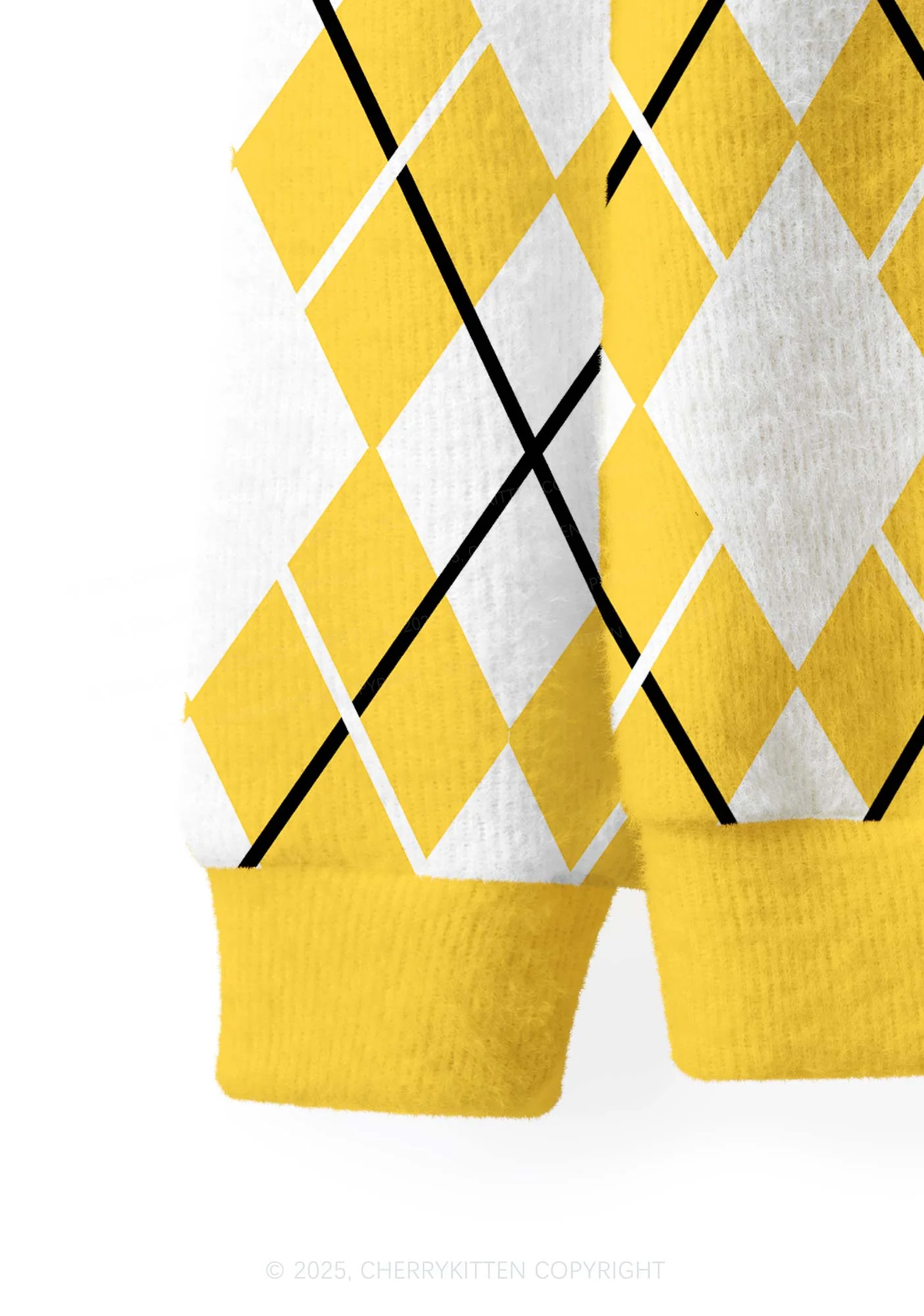 Yellow Cats Friend Y2K Christmas Cardigan Knit Sweatshirt Cherrykitten - Image 5