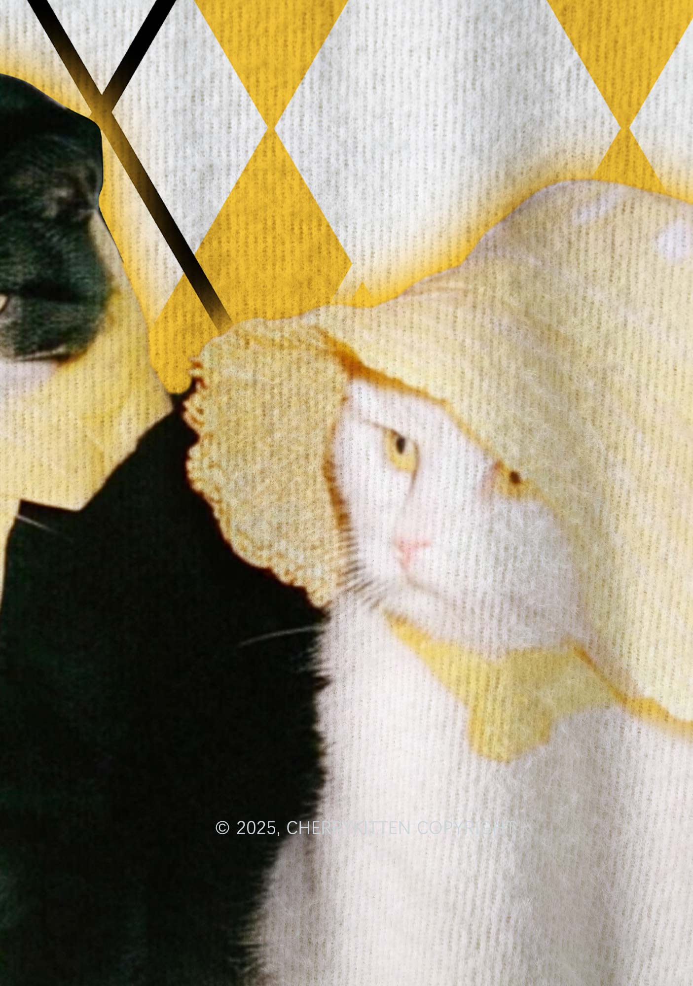 Yellow Cats Friend Y2K Christmas Knit Sweatshirt Cherrykitten - Image 5
