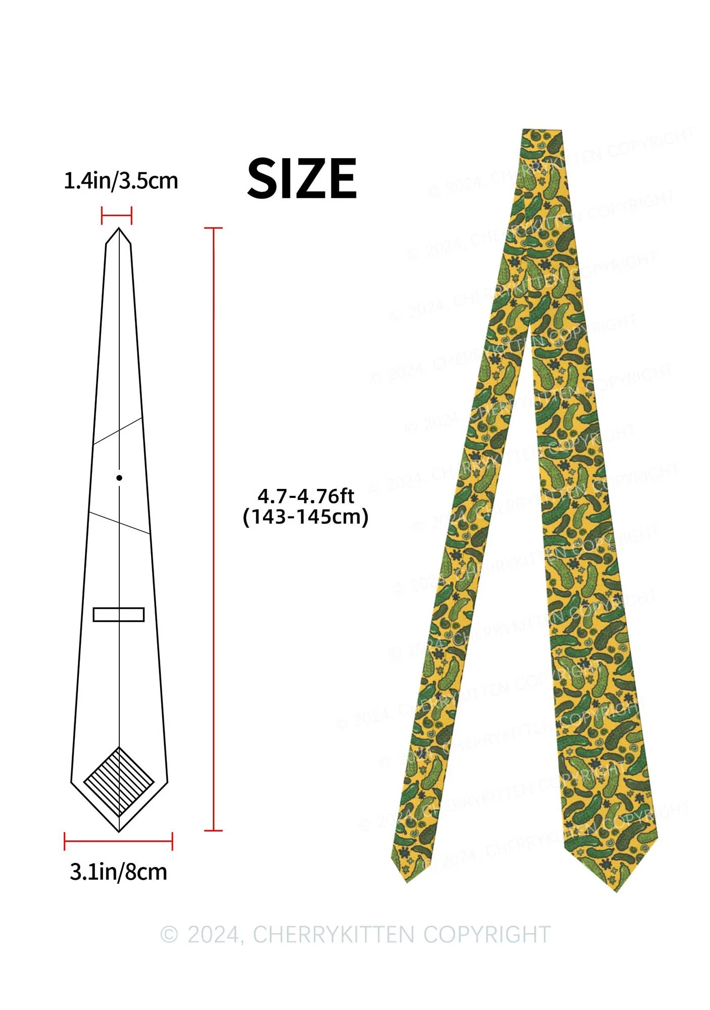 Yellow Cucumbers Y2K Necktie Cherrykitten - Image 2