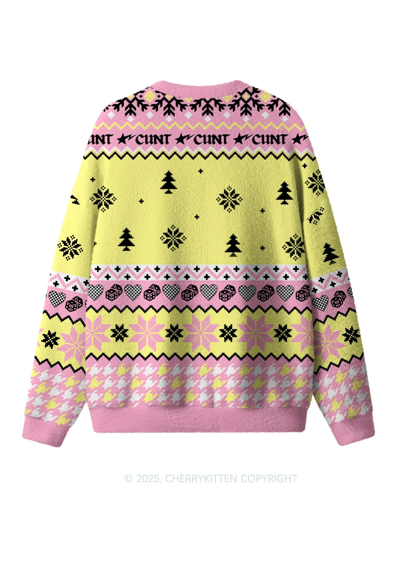 Yellow Cxxt Y2K Christmas Knit Sweatshirt Cherrykitten - Image 2