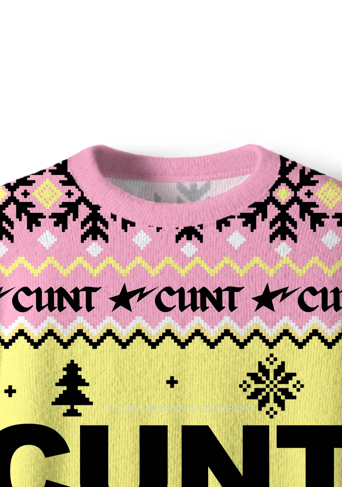 Yellow Cxxt Y2K Christmas Knit Sweatshirt Cherrykitten - Image 4