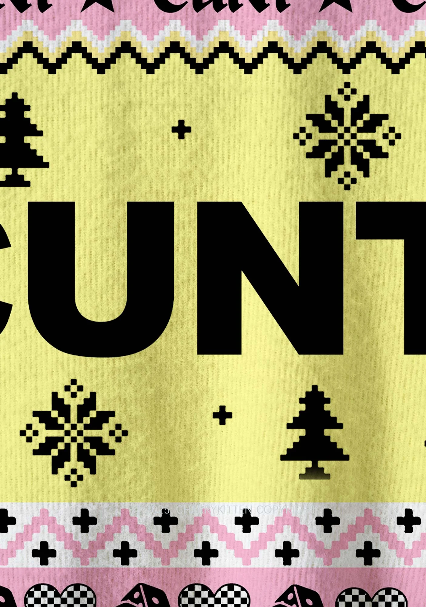 Yellow Cxxt Y2K Christmas Knit Sweatshirt Cherrykitten - Image 5