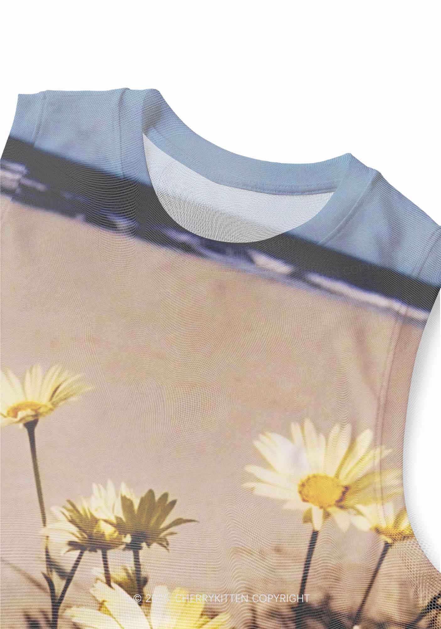 Yellow Daisy Y2K Mesh Muscle Tank Cherrykitten - Image 2