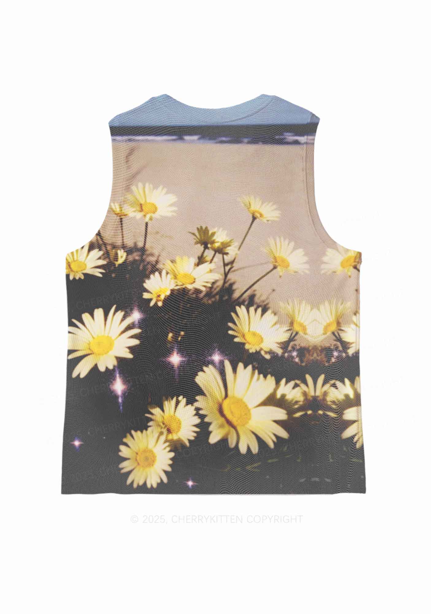 Yellow Daisy Y2K Mesh Muscle Tank Cherrykitten - Image 3