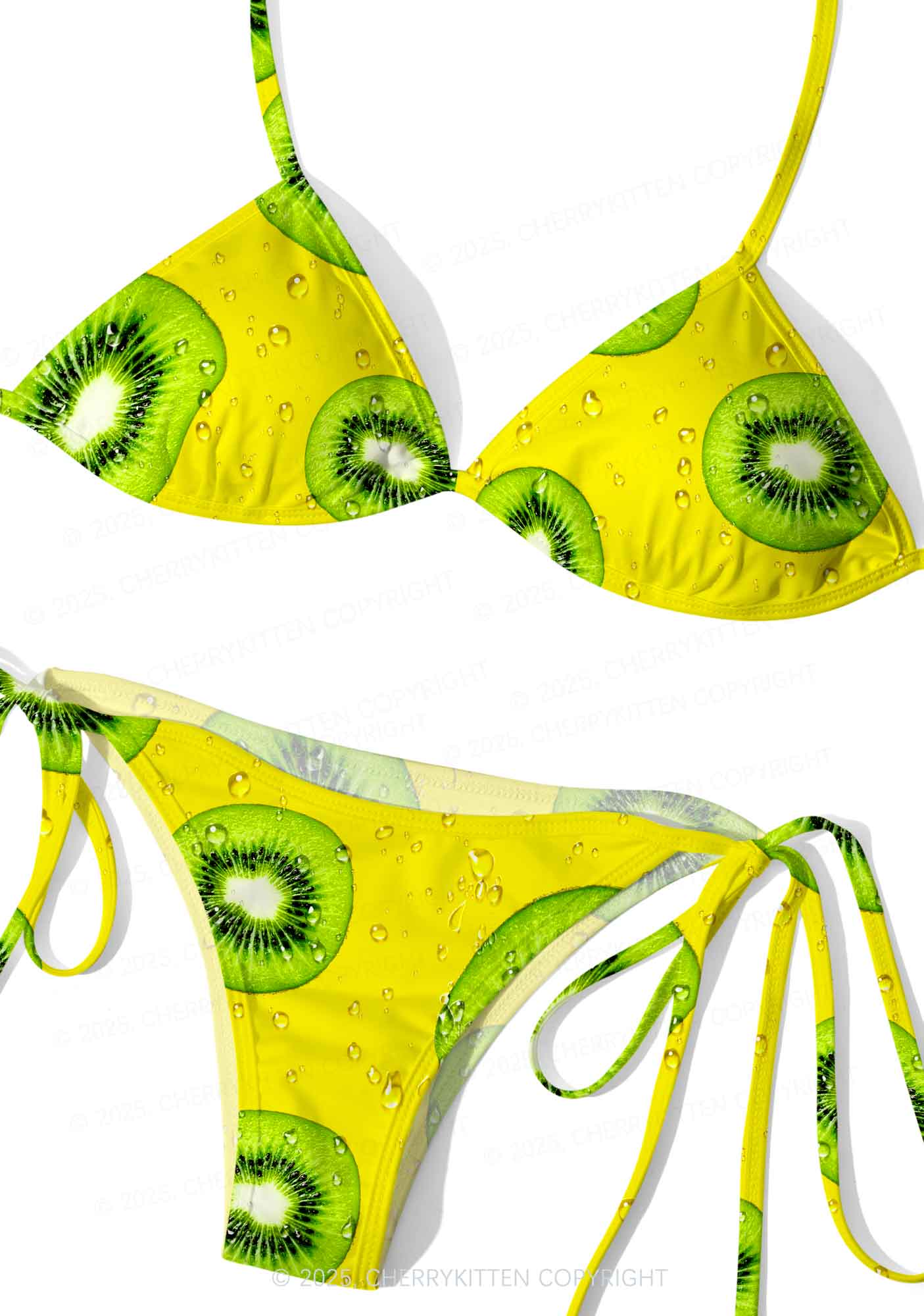 Yellow Kiwi Y2K Print Bikini Set Cherrykitten - Image 2