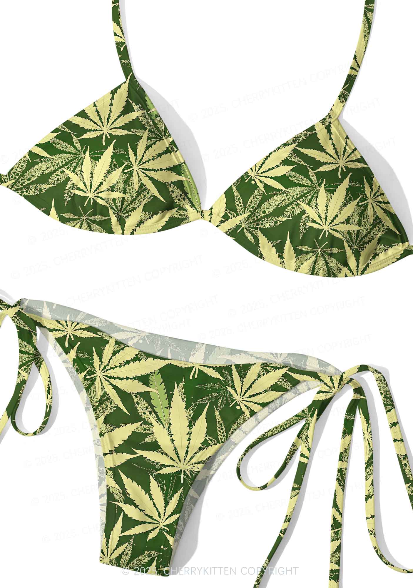 Yellow Leaf Y2K Print Bikini Set Cherrykitten - Image 3