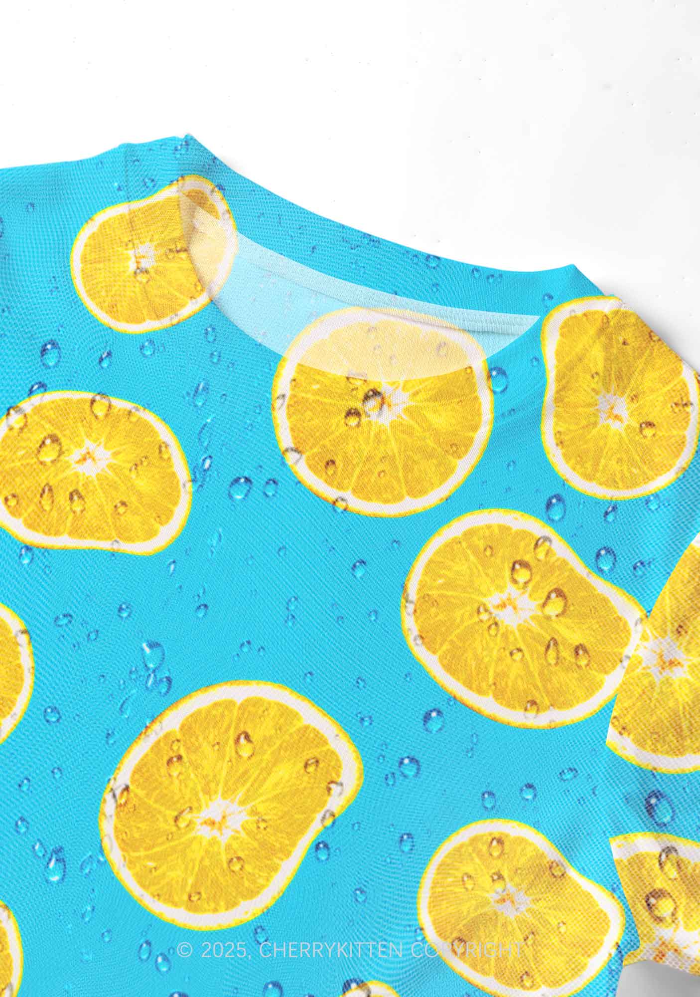 Yellow Lemon Y2K Mesh Crop Top Cherrykitten - Image 3