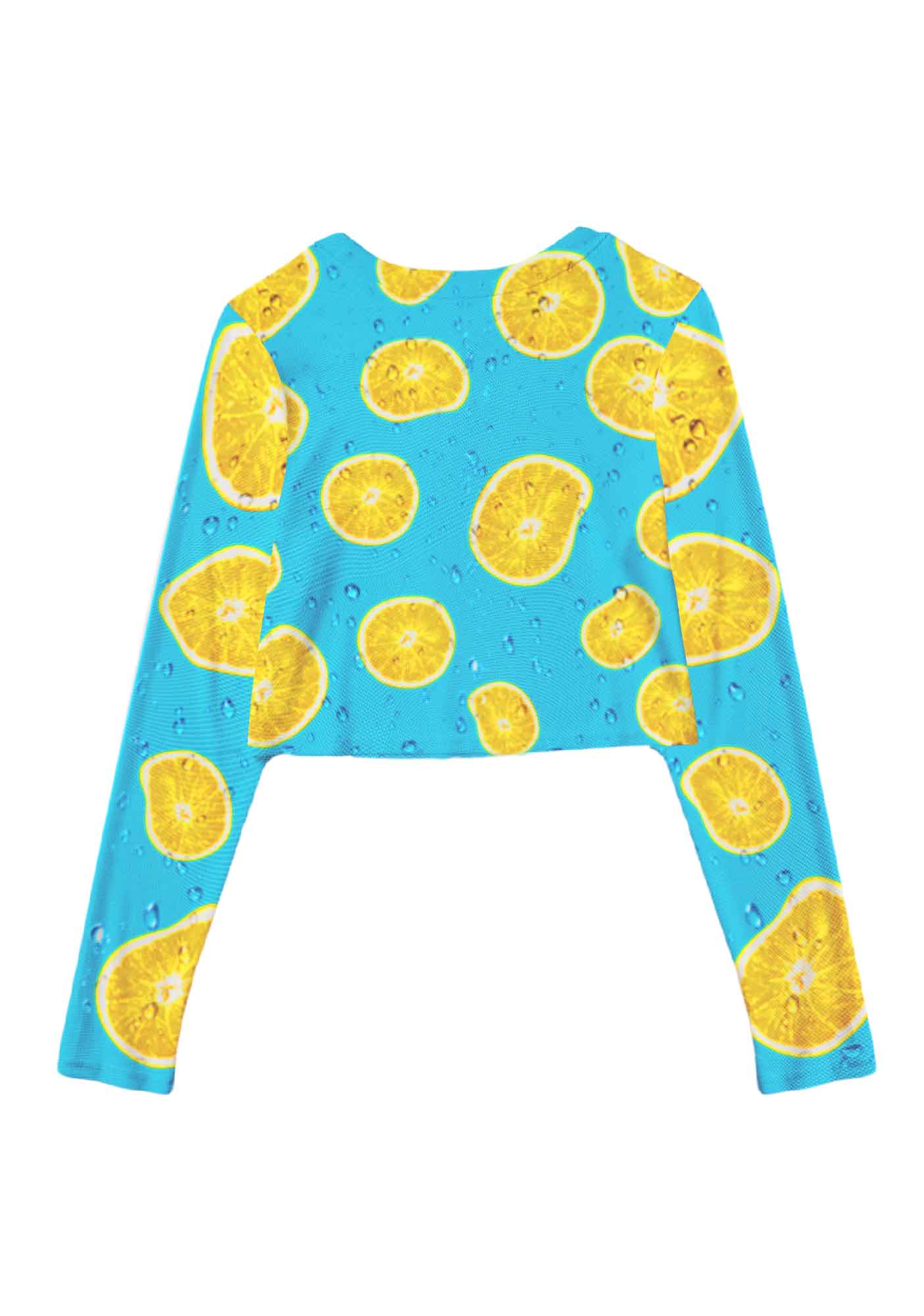 Yellow Lemon Y2K Mesh Long Sleeve Crop Top Cherrykitten - Image 3