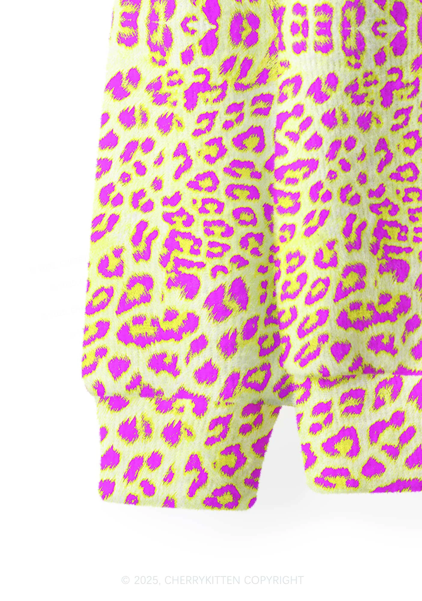 Yellow Leopard Y2K Christmas Cardigan Knit Sweatshirt Cherrykitten - Image 4