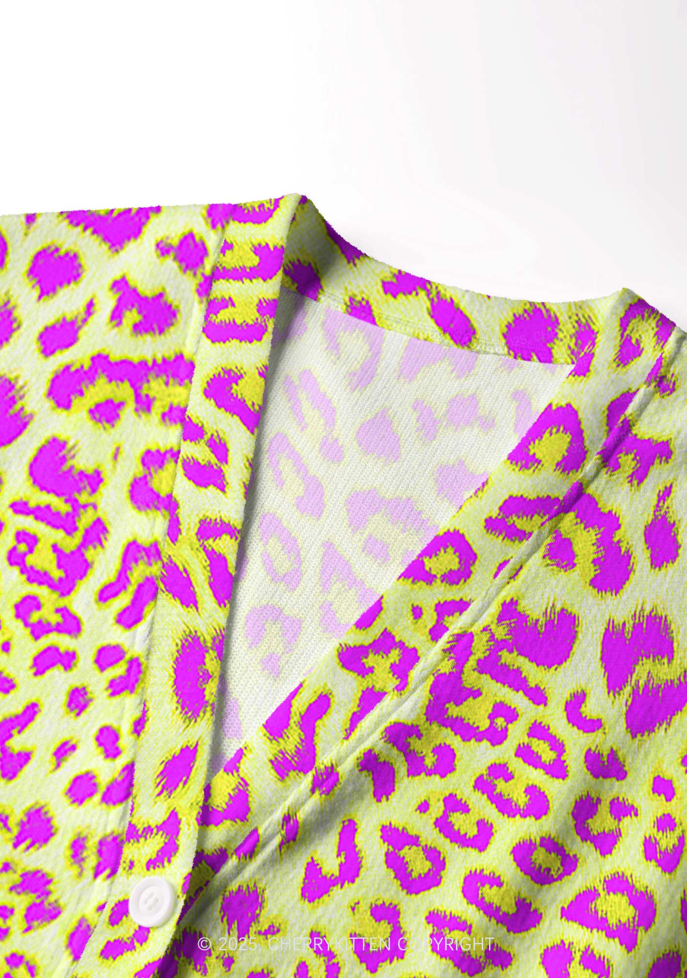Yellow Leopard Y2K Christmas Cardigan Knit Sweatshirt Cherrykitten - Image 5