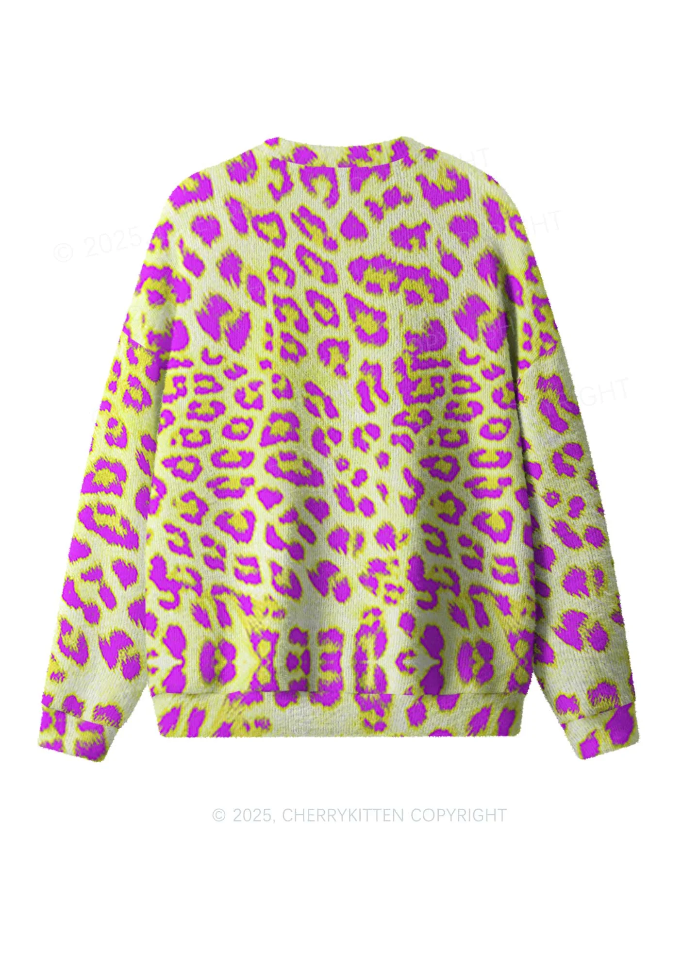 Yellow Leopard Y2K Christmas Knit Sweatshirt Cherrykitten - Image 2