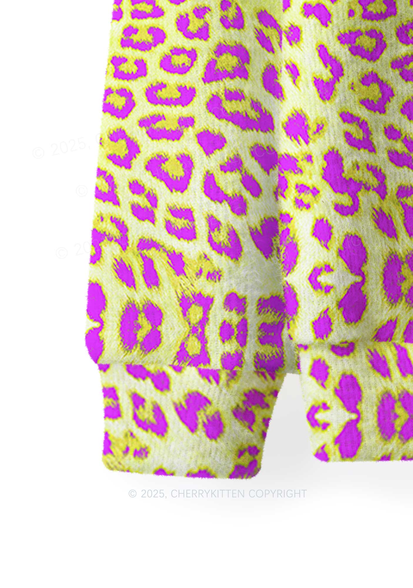 Yellow Leopard Y2K Christmas Knit Sweatshirt Cherrykitten - Image 4