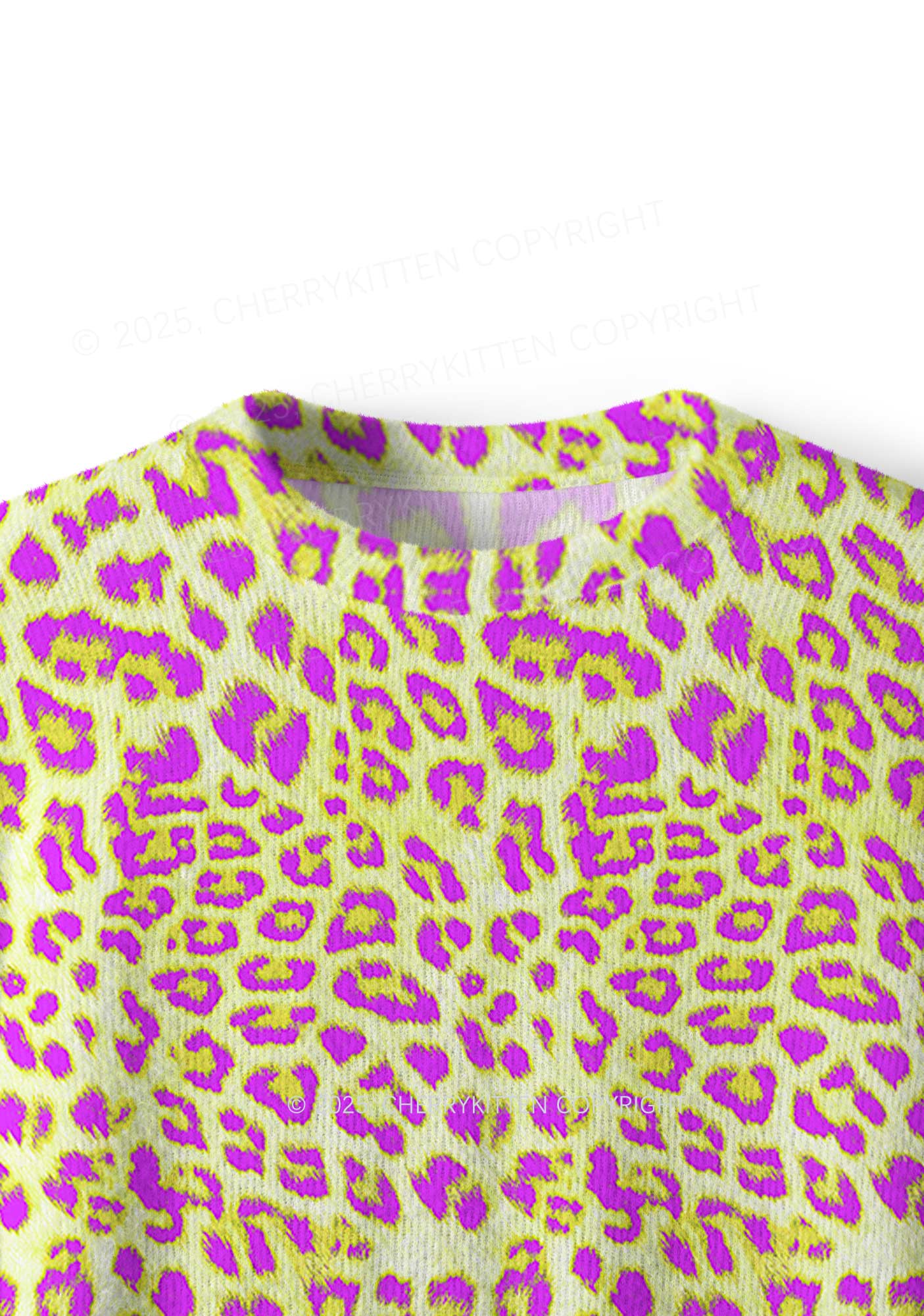 Yellow Leopard Y2K Christmas Knit Sweatshirt Cherrykitten - Image 5
