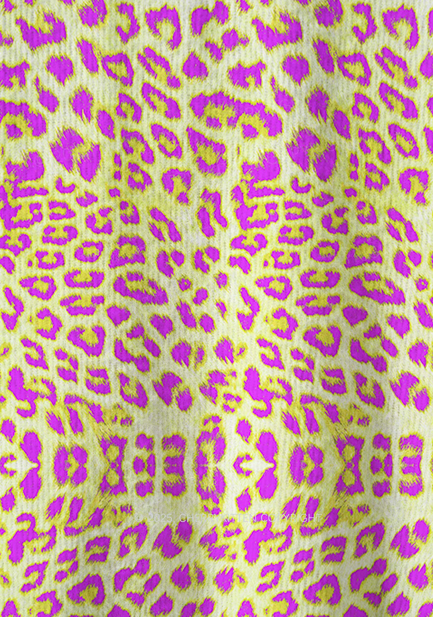 Yellow Leopard Y2K Christmas Knit Sweatshirt Cherrykitten - Image 6