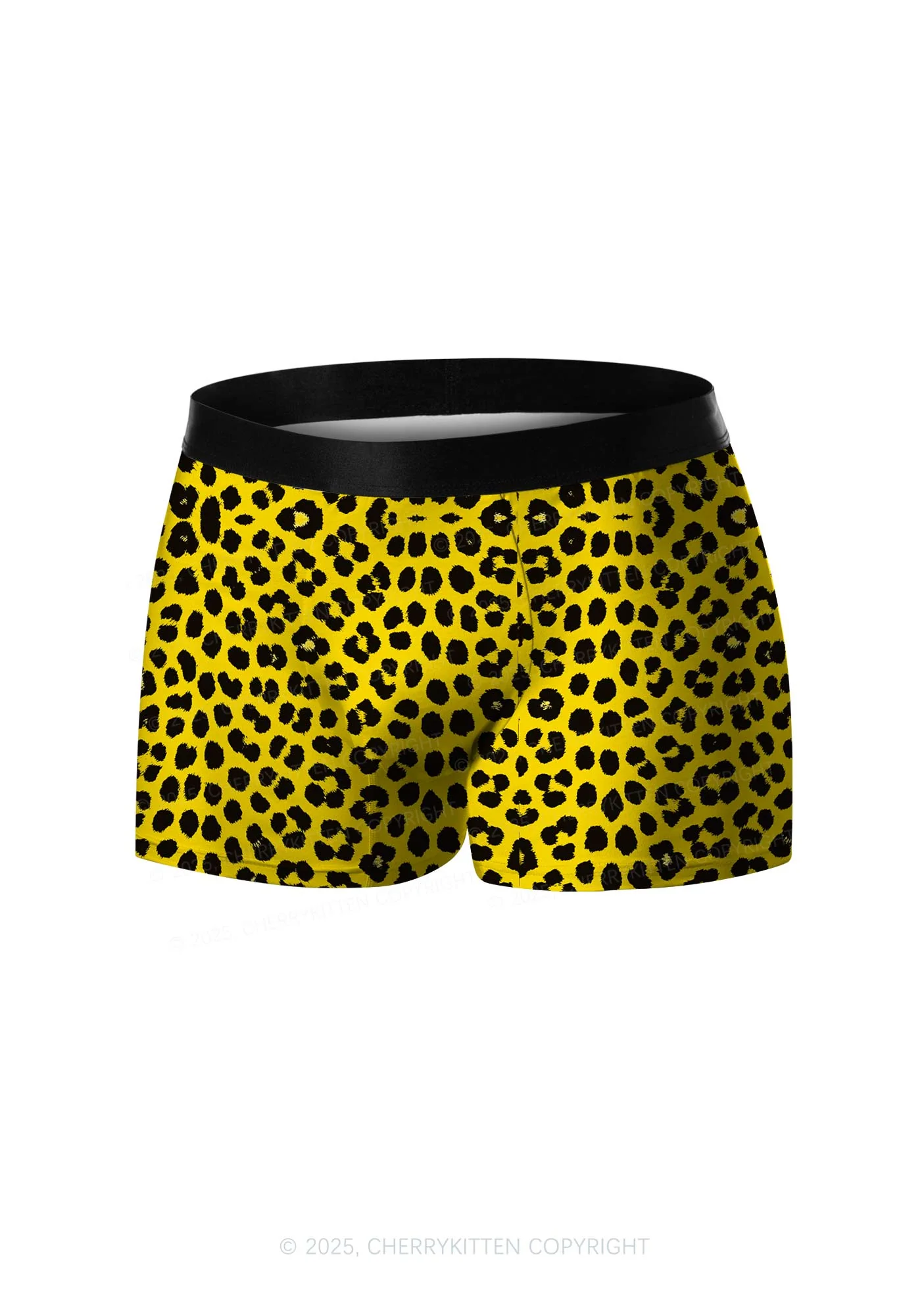 Yellow Leopard Y2K Print Men Boxer Briefs Cherrykitten - Image 3