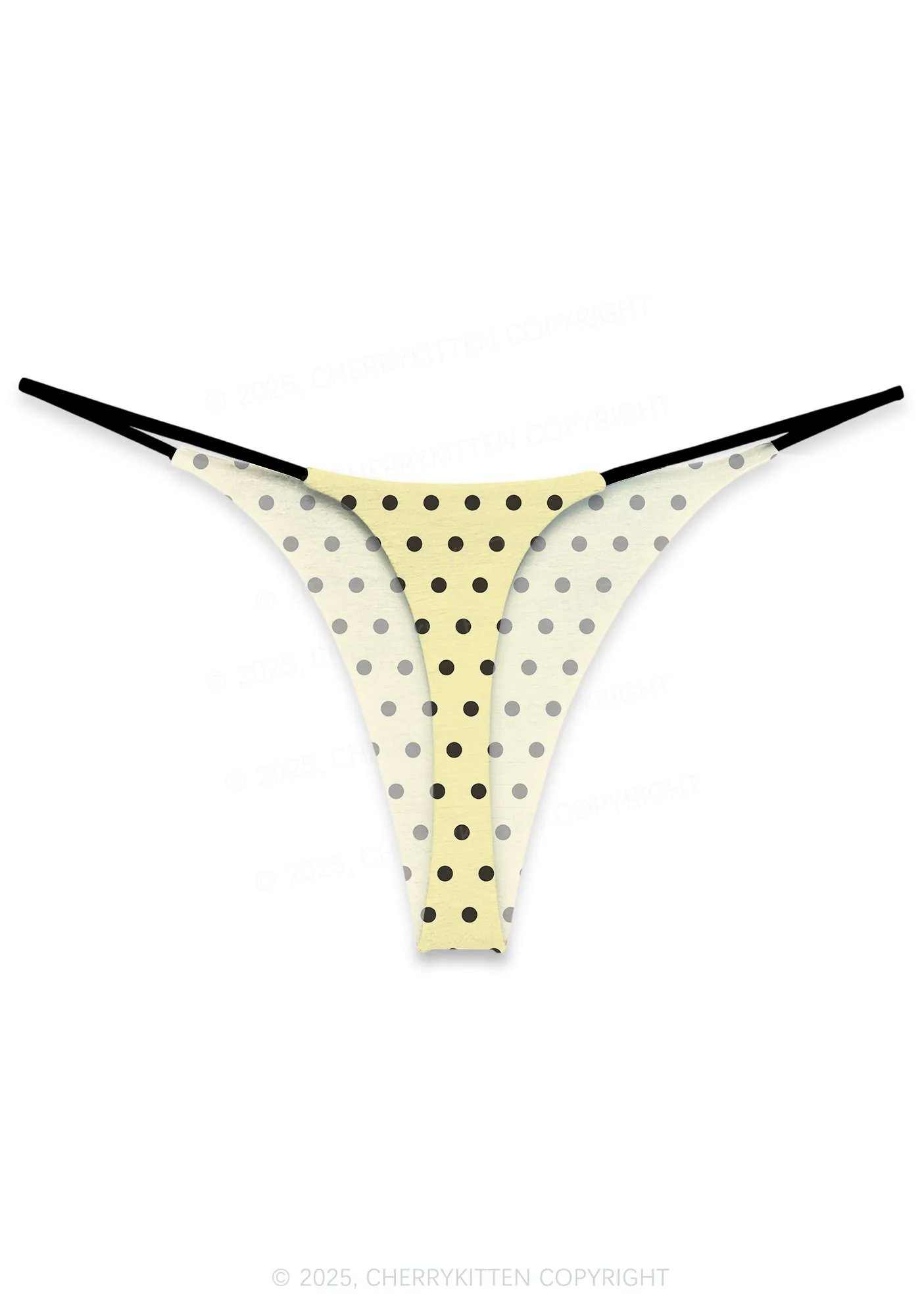Yellow Polka Dot Y2K Print Bikini String Thong Cherrykitten - Image 2